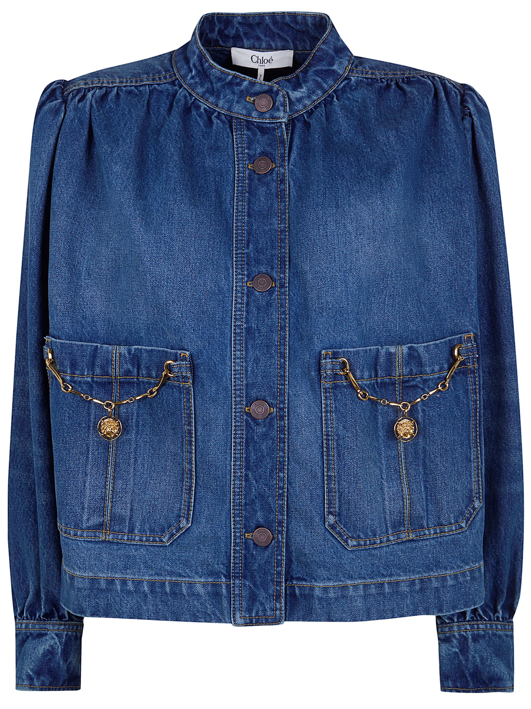 Chloe CHLOE Squared Fit Front Pockets Denim Jacket　CHLOE スクエアフィット フロントポケット デニム ジャケット