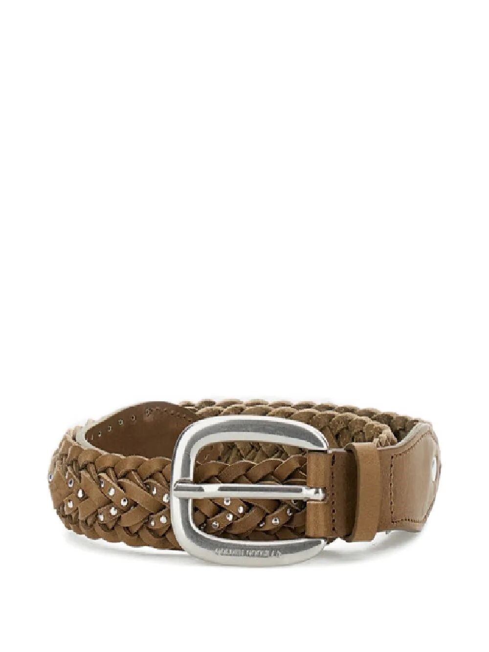 Golden Goose "Braided Houston" Washed Leather With Micro Studs Belt