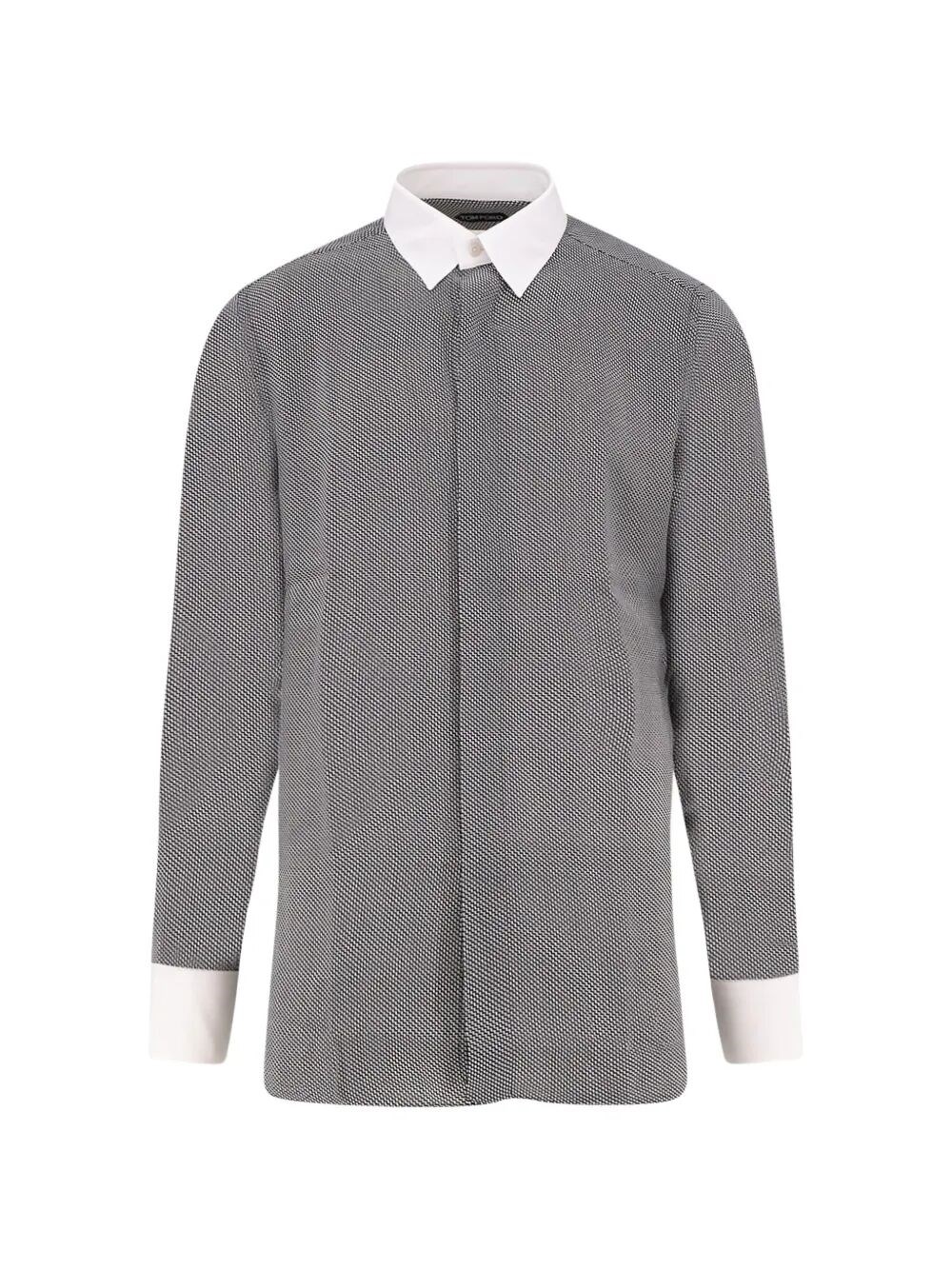 TOM FORD Graphic Sharkskin Print New Fluid Collare And Cuff Contrast S