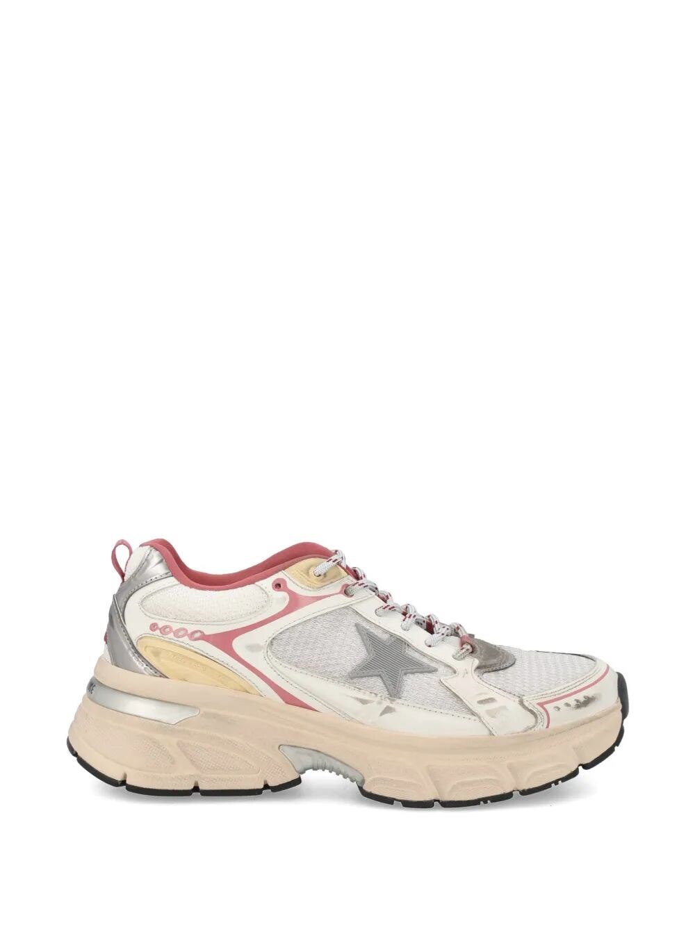 GOLDEN GOOSE "Lightstar" Mesh Leather And Heel Polished Bio Based Uppe