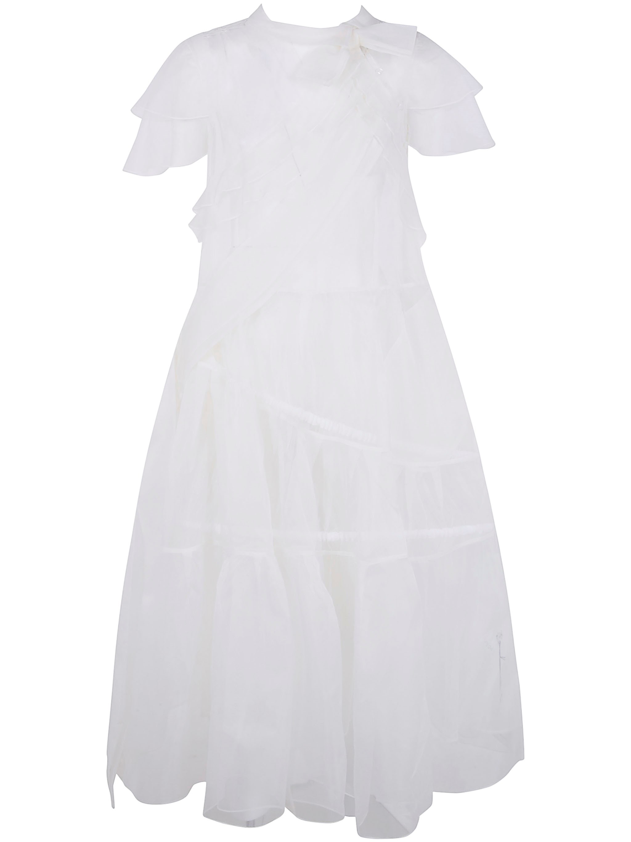 SIMONE ROCHA "Sheer Bow Sash Split Hoop" Flounce Dress