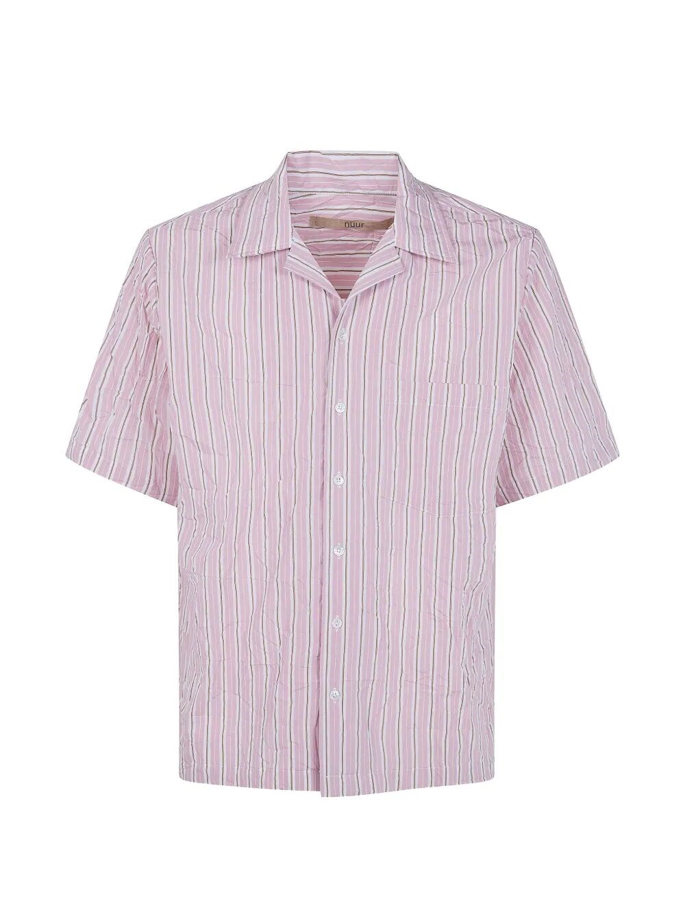 NUUR Striped Short Sleeved Bowling Shirt