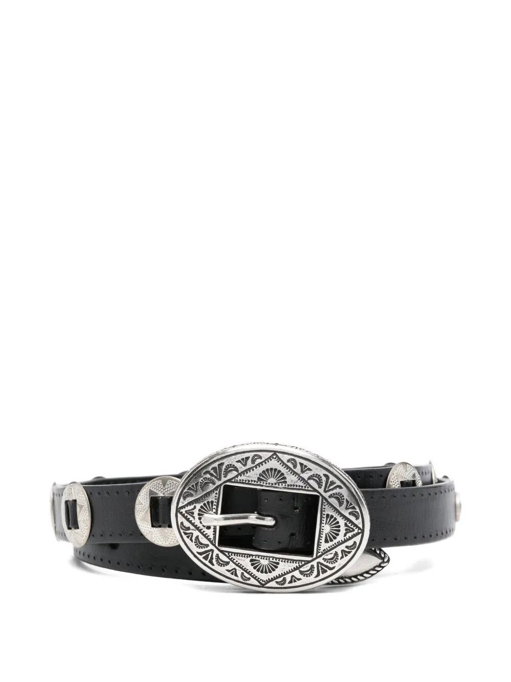 GOLDEN GOOSE Belt Threads Washed Leather Hammered Studs And Applicatio　GOLDEN GOOSE ベルトスレッド ウォッシュドレザー ハンマースタッズとアプリケーション GOLDEN