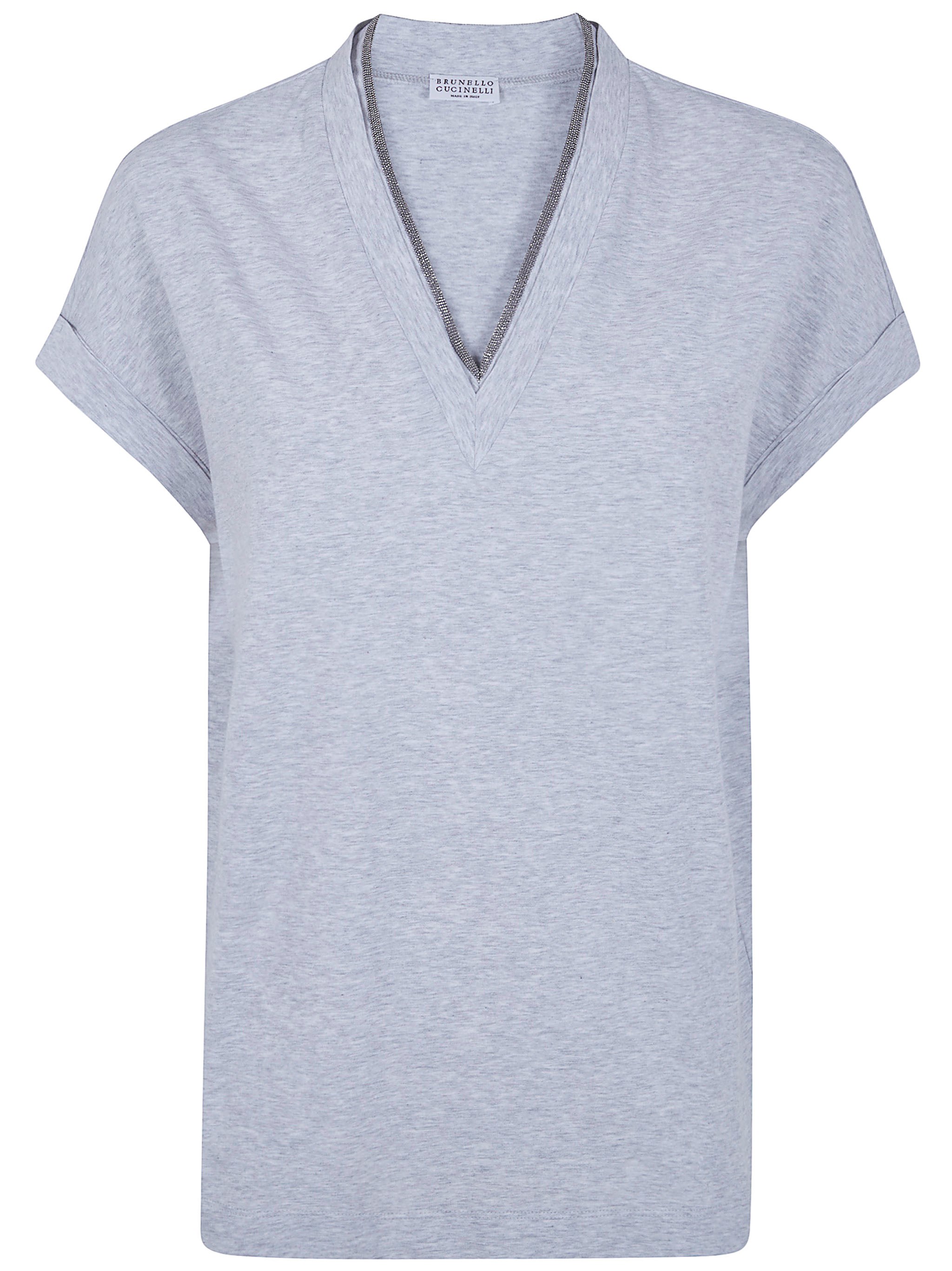Brunello Cucinelli V Neck T-shirt In Gray