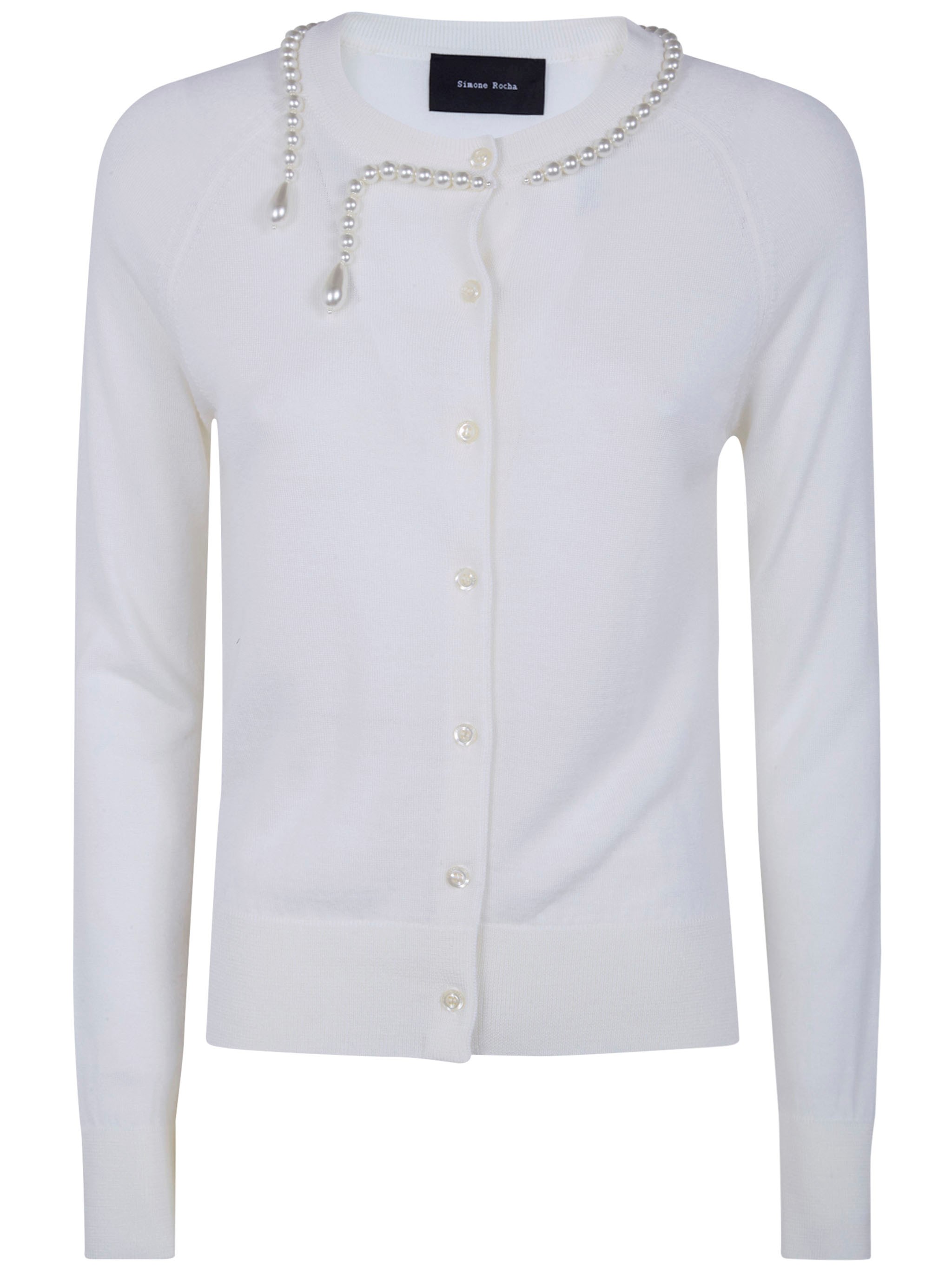 SIMONE ROCHA "Classic Merino" Silk Cardigan With Embroidered