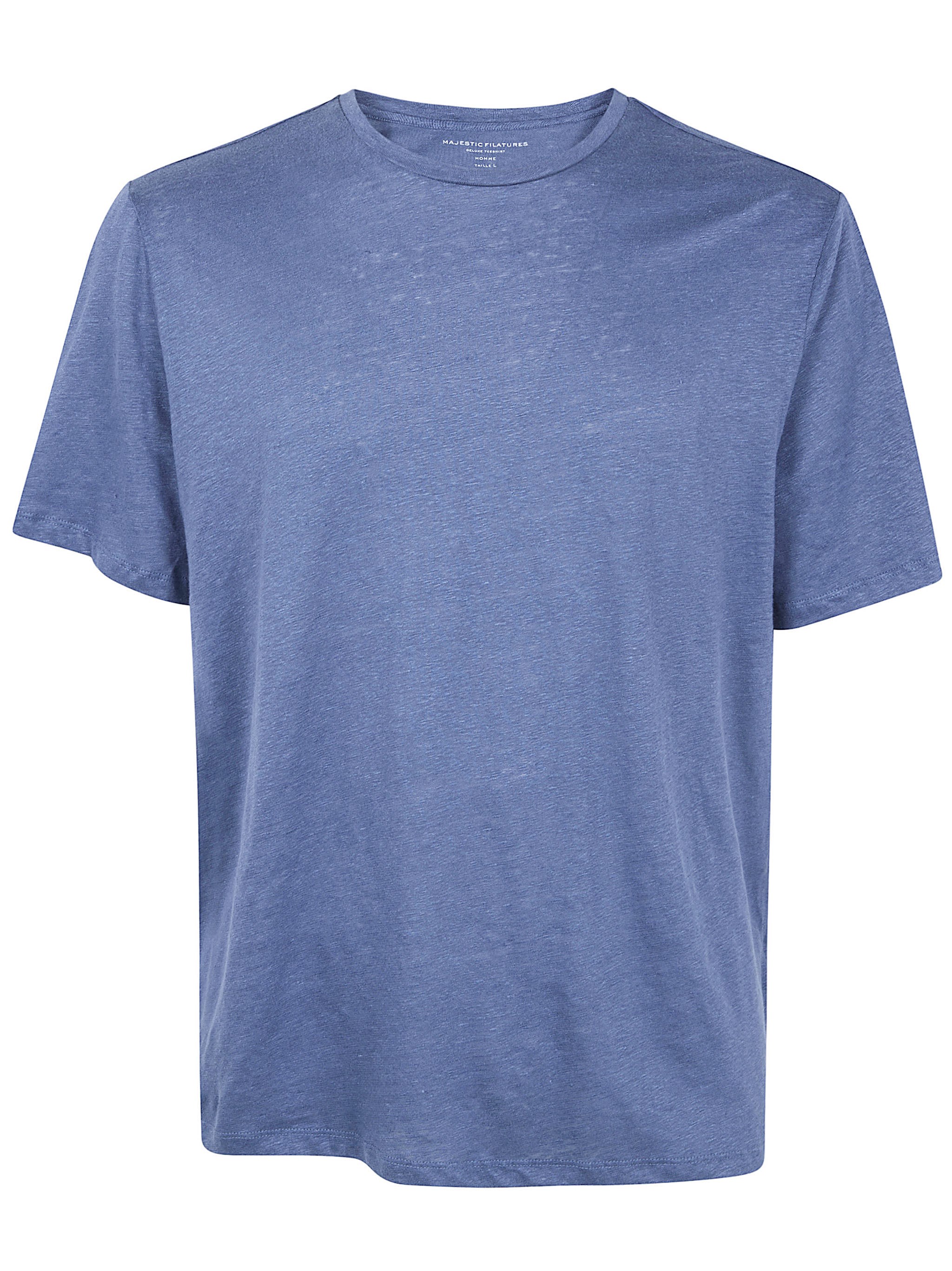 MAJESTIC Solid Color Short Sleeves Round Neck Sweater