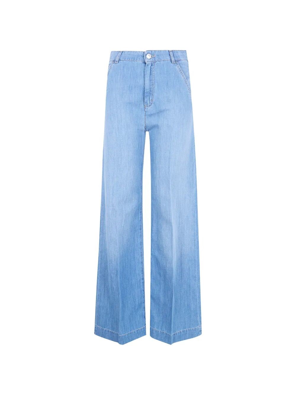 Seventy Light Denim Mixed Linen Jeans In Blue