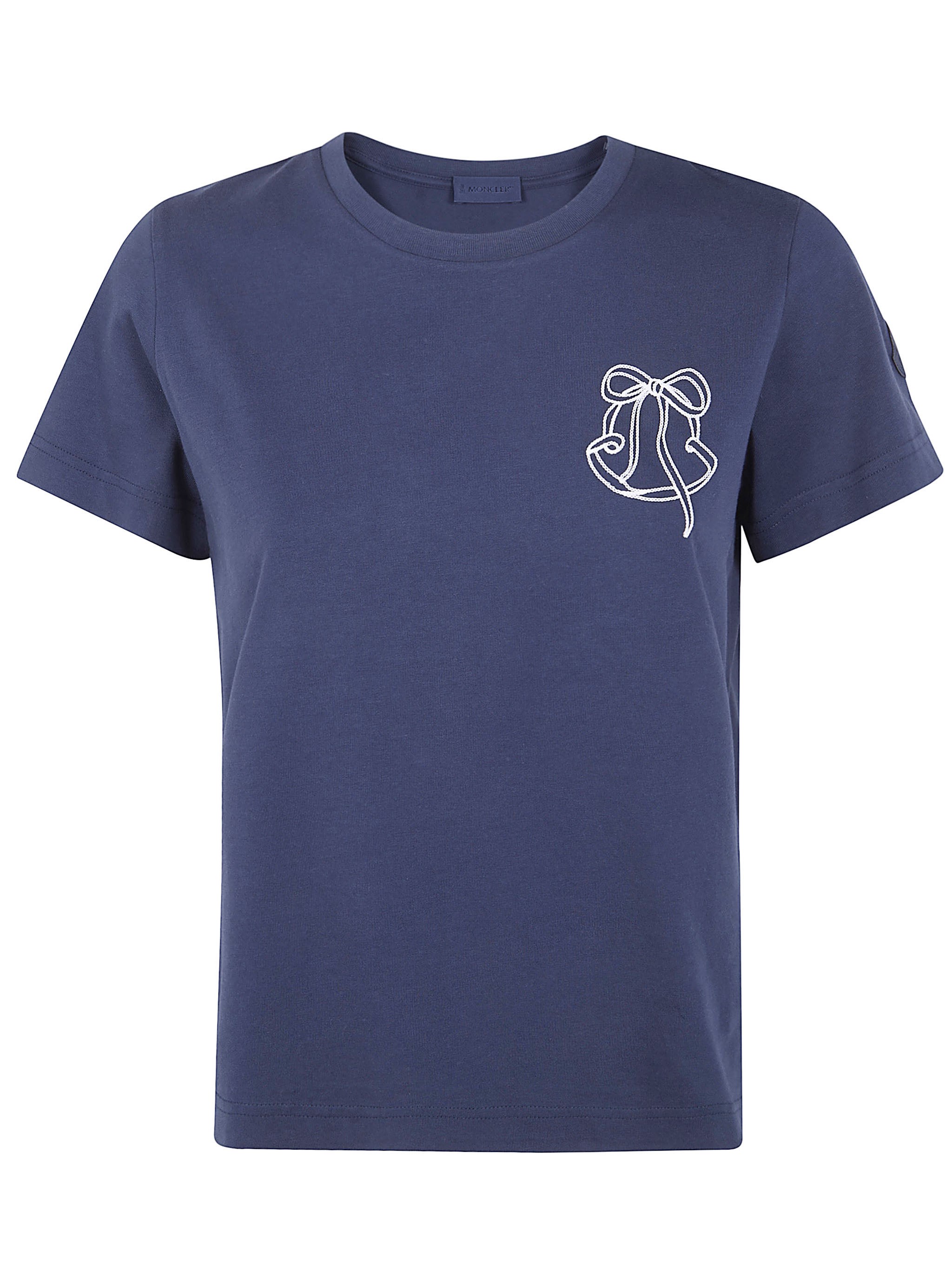 Moncler Short Sleeves Cotton Jersey T-shirt In Blue