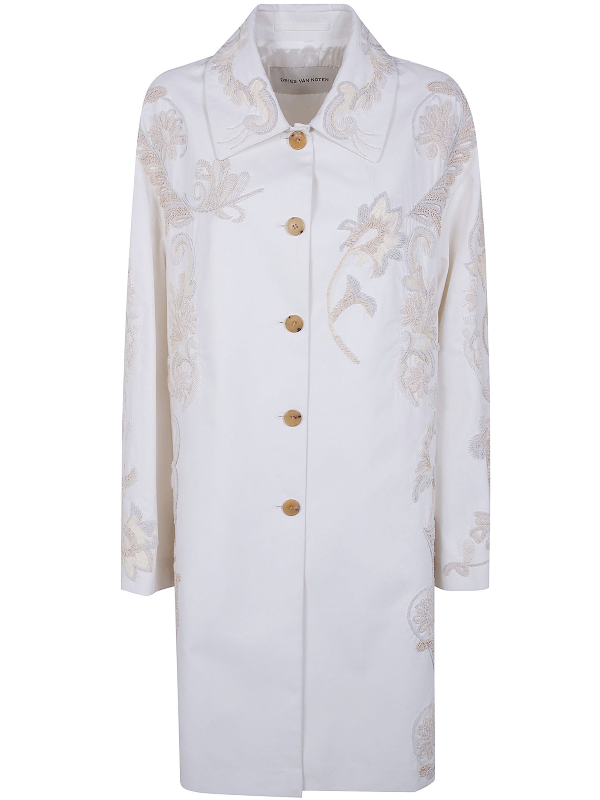 DRIES VAN NOTEN "Rondero" Embroidered Single Braisted Coat