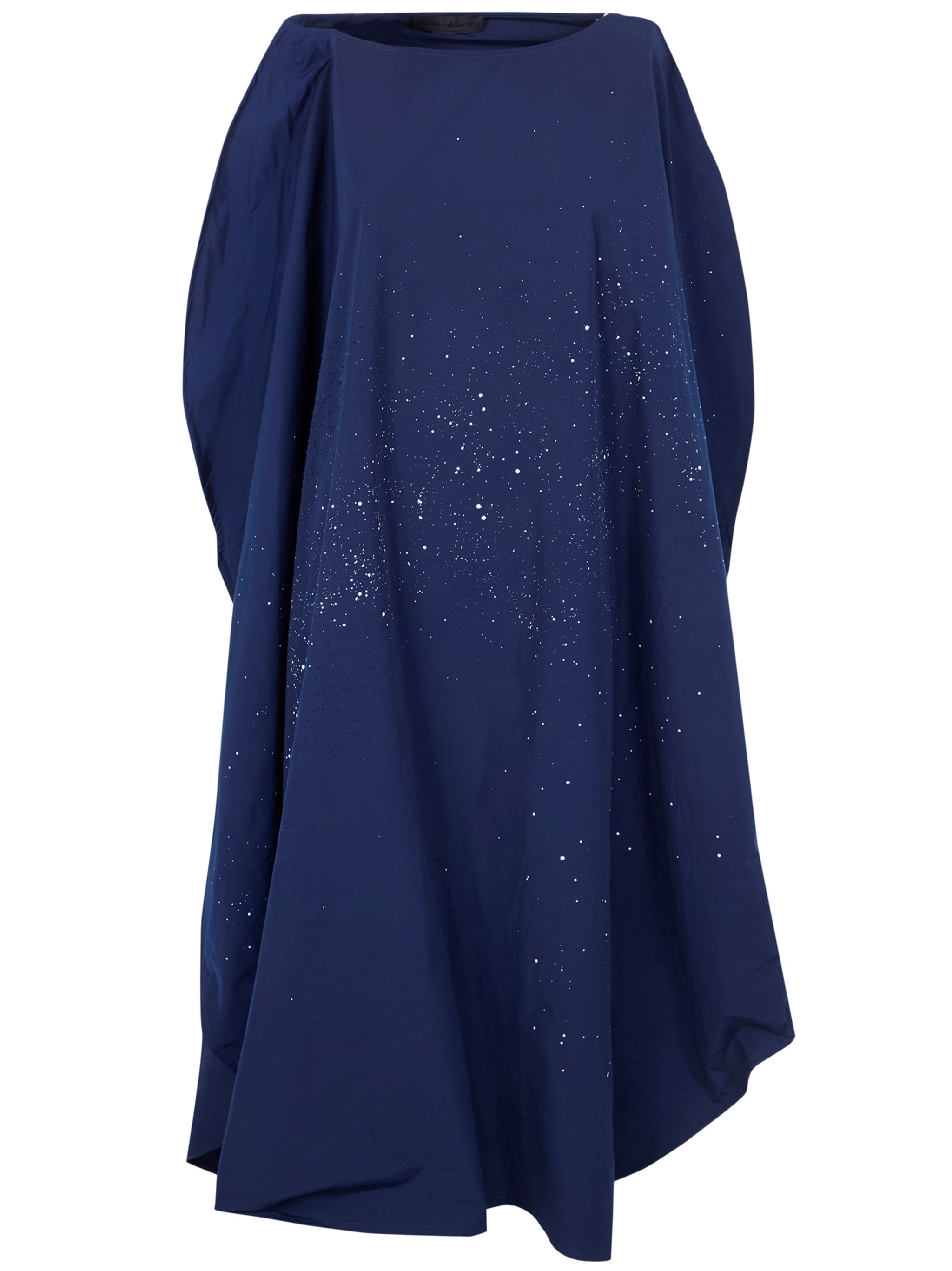 MARIA CALDERARA Cotton Polyester Hand Punched Hand Painted Volume Dres