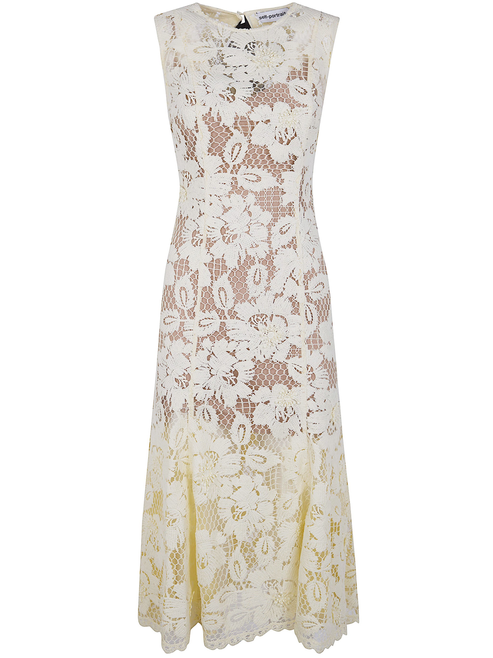 SELF-PORTRAIT Yellow Crochet Lace Midi Dress