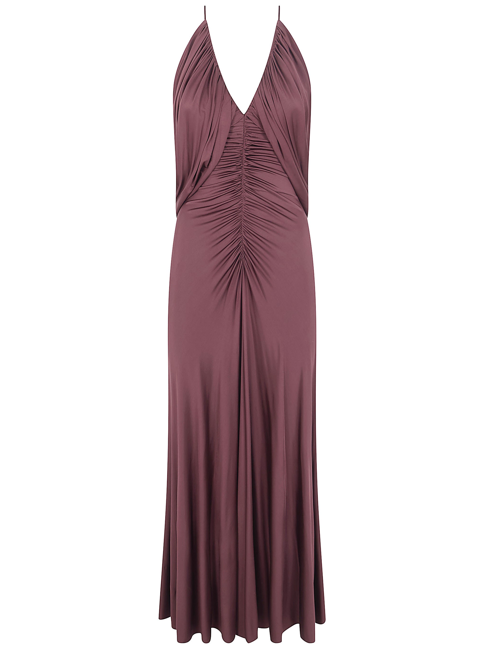 SELF-PORTRAIT Brown Jersey Drape Midi Dress