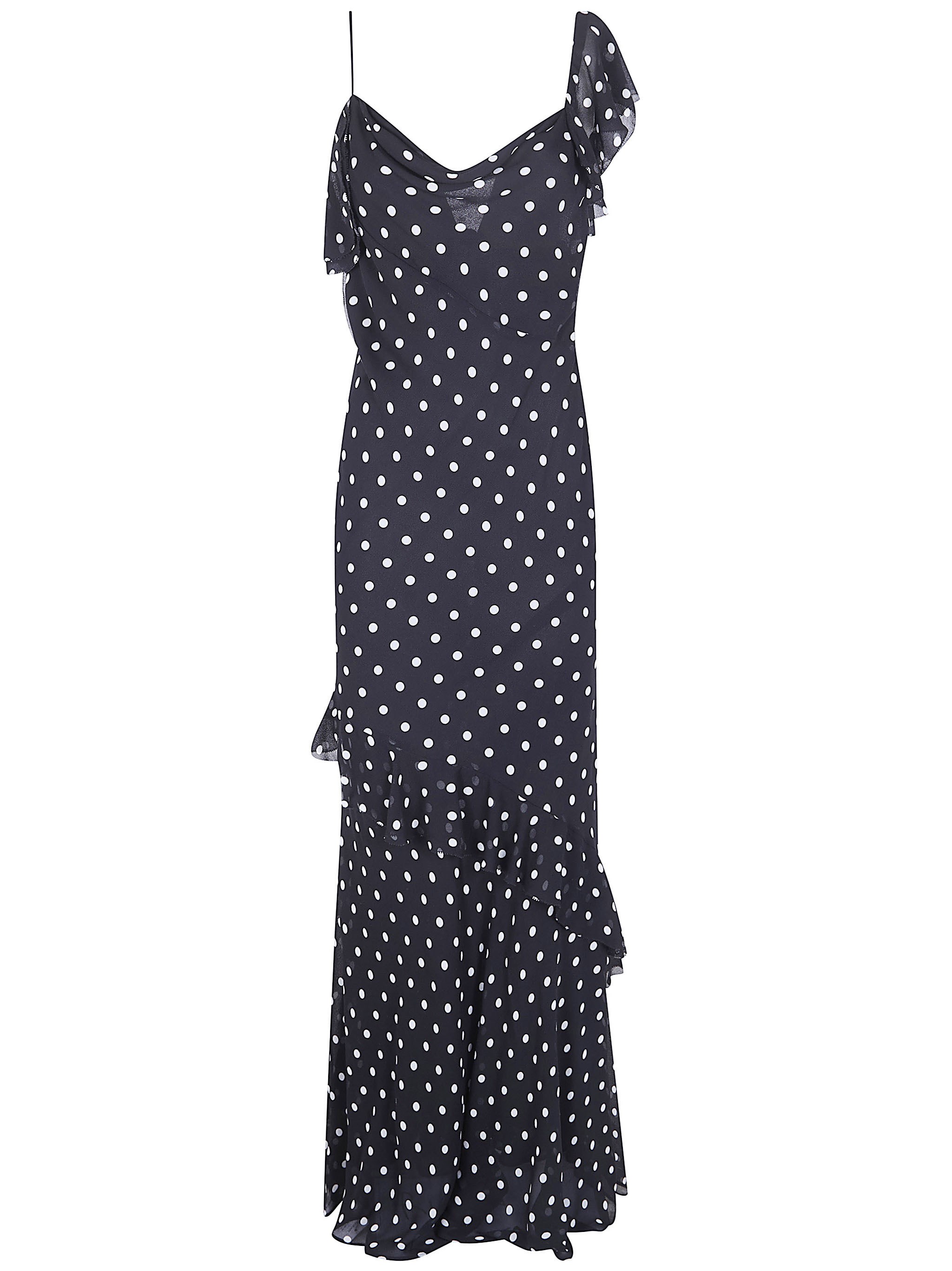 SELF-PORTRAIT Black Polka Dot Georgette Maxi Dress