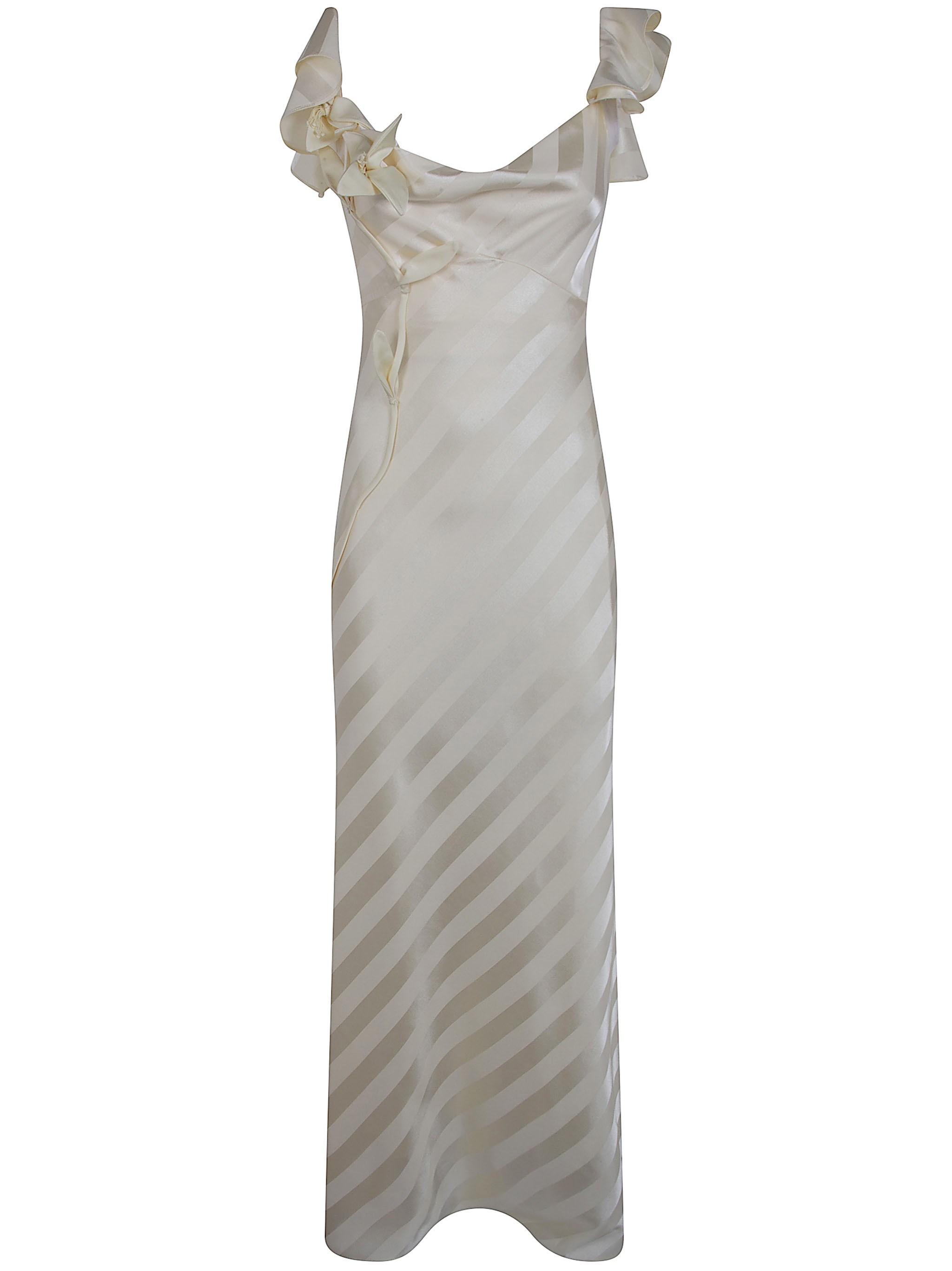 SELF-PORTRAIT Yellow Satin Striped Maxi Dress