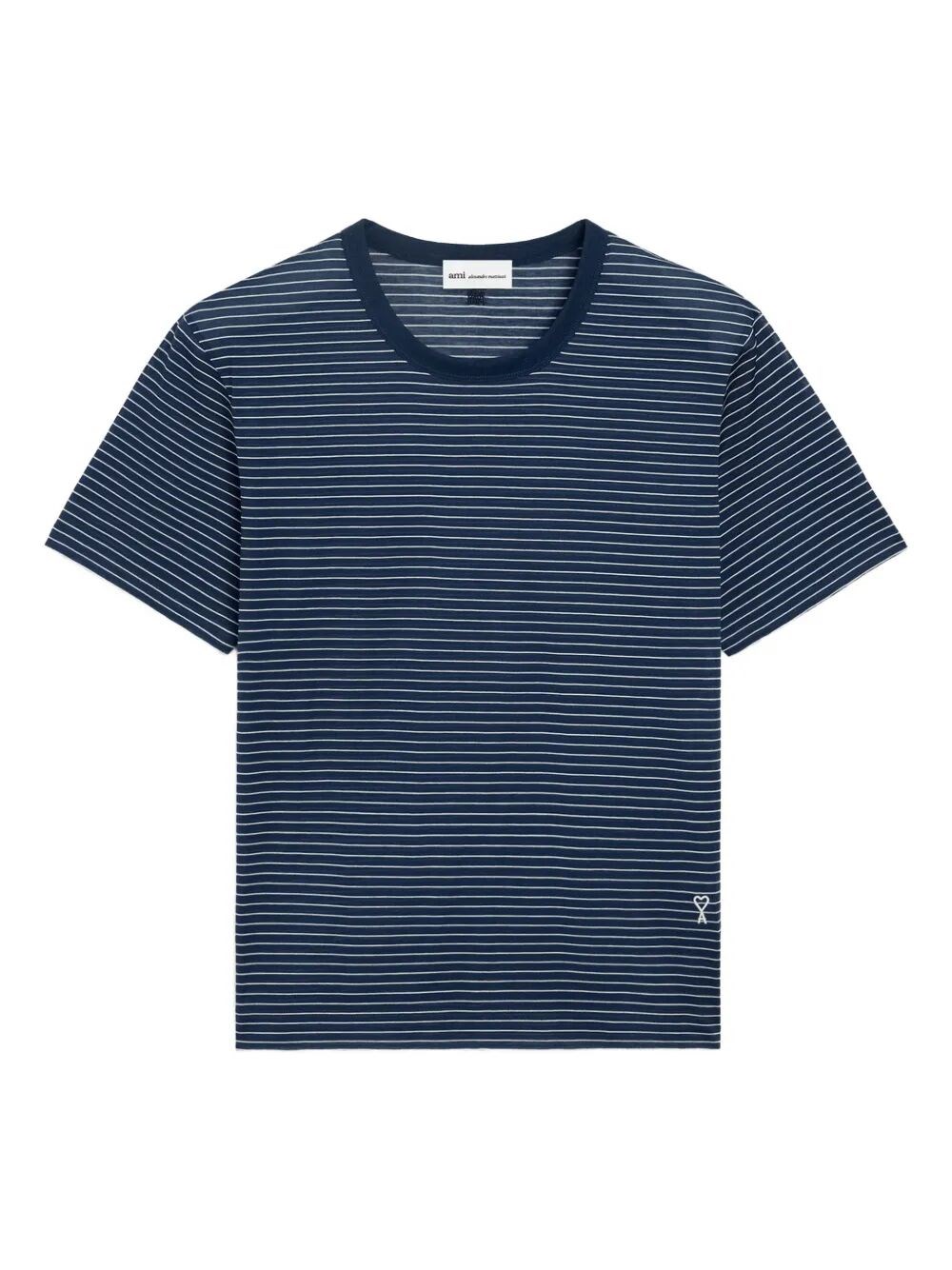 AMI ALEXANDRE MATTIUSSI Classic Fit Short Sleeves Striped Teeshirt Wit