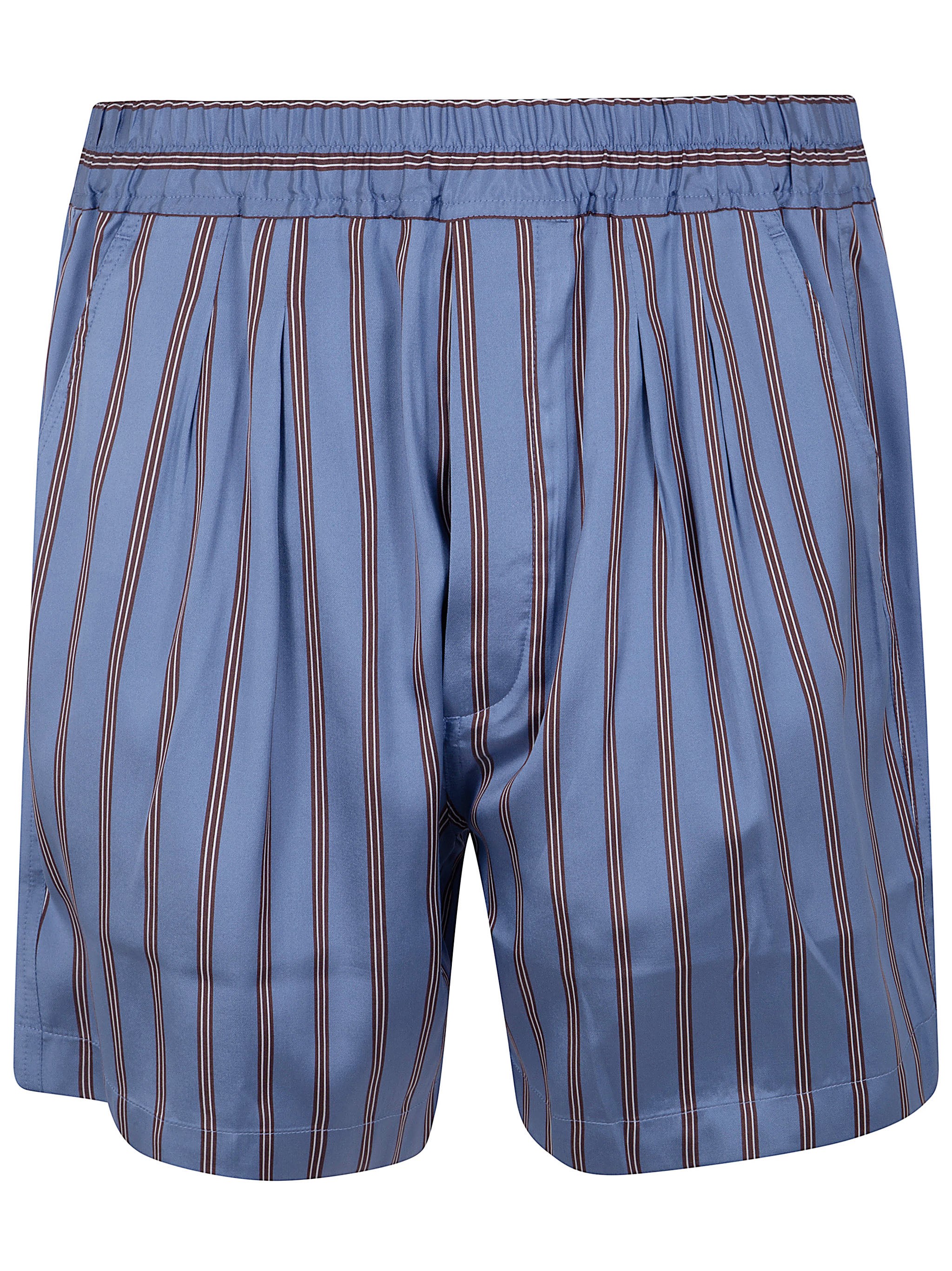 TOM FORD Silk Jacquard Regular Stripe Pleated Lounge Shorts