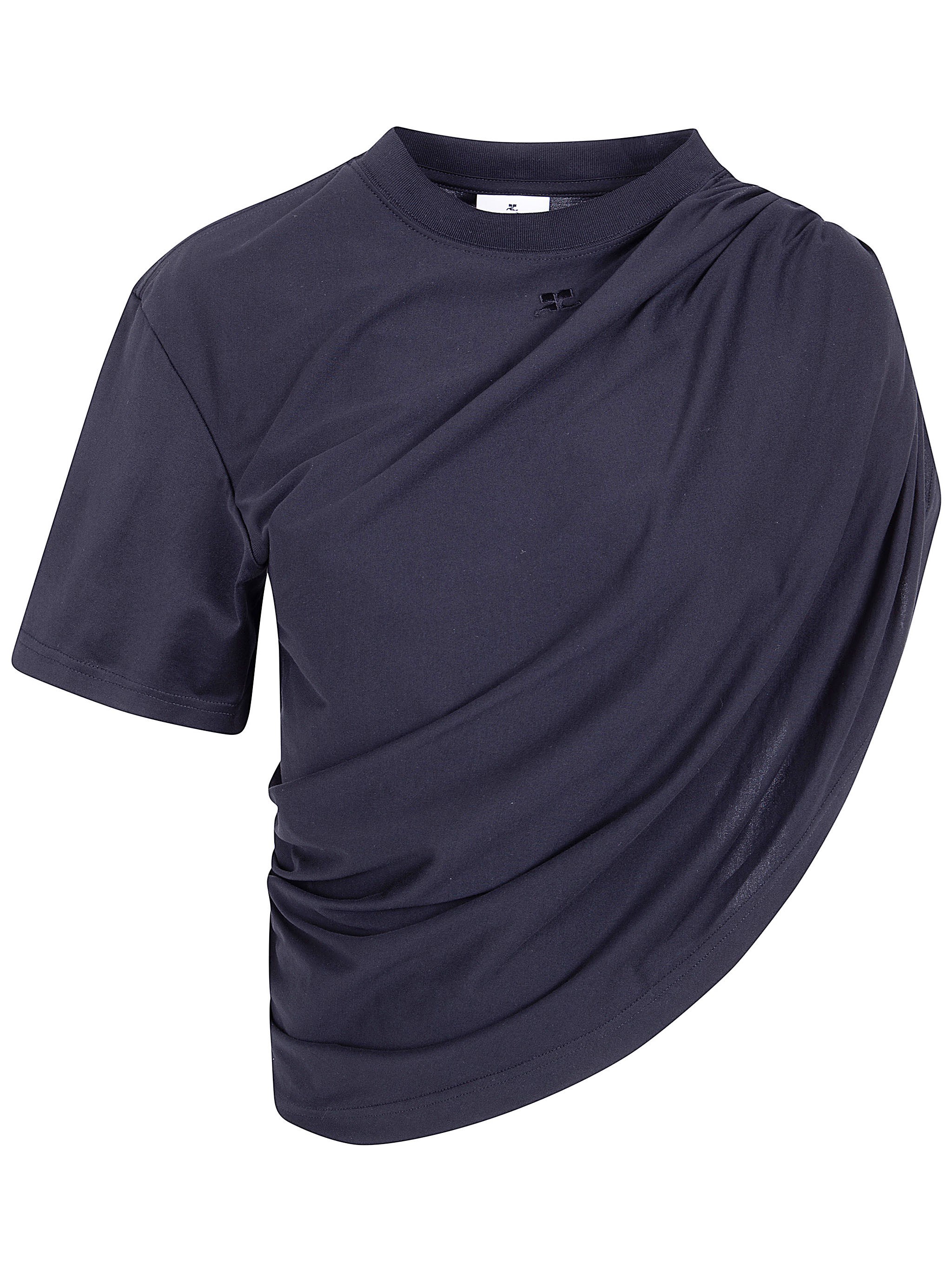 COURREGES Asymmetrical Twist T-Shirt　COURREGES アシンメトリーツイスト Tシャツ COURREGES