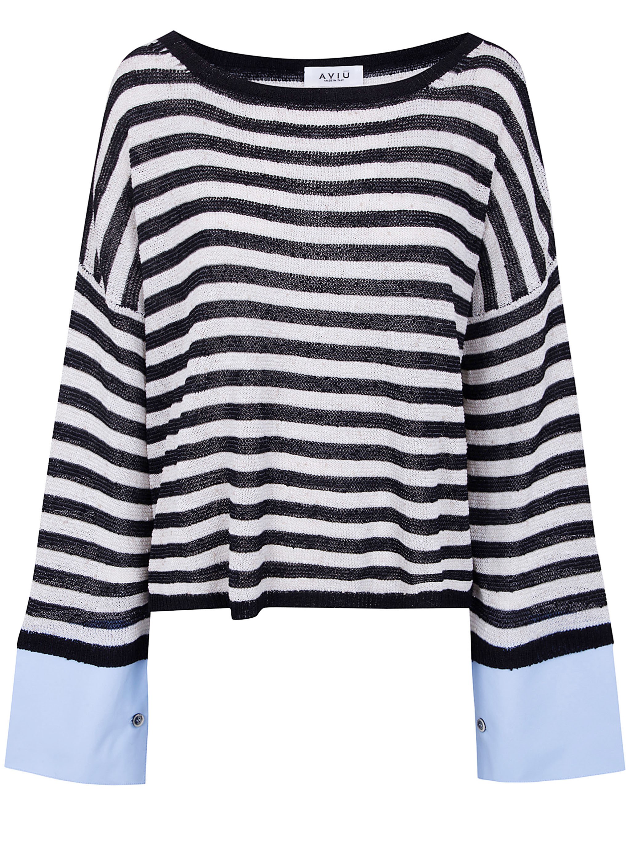 AVIU` Stripes Boat Neck Sweater