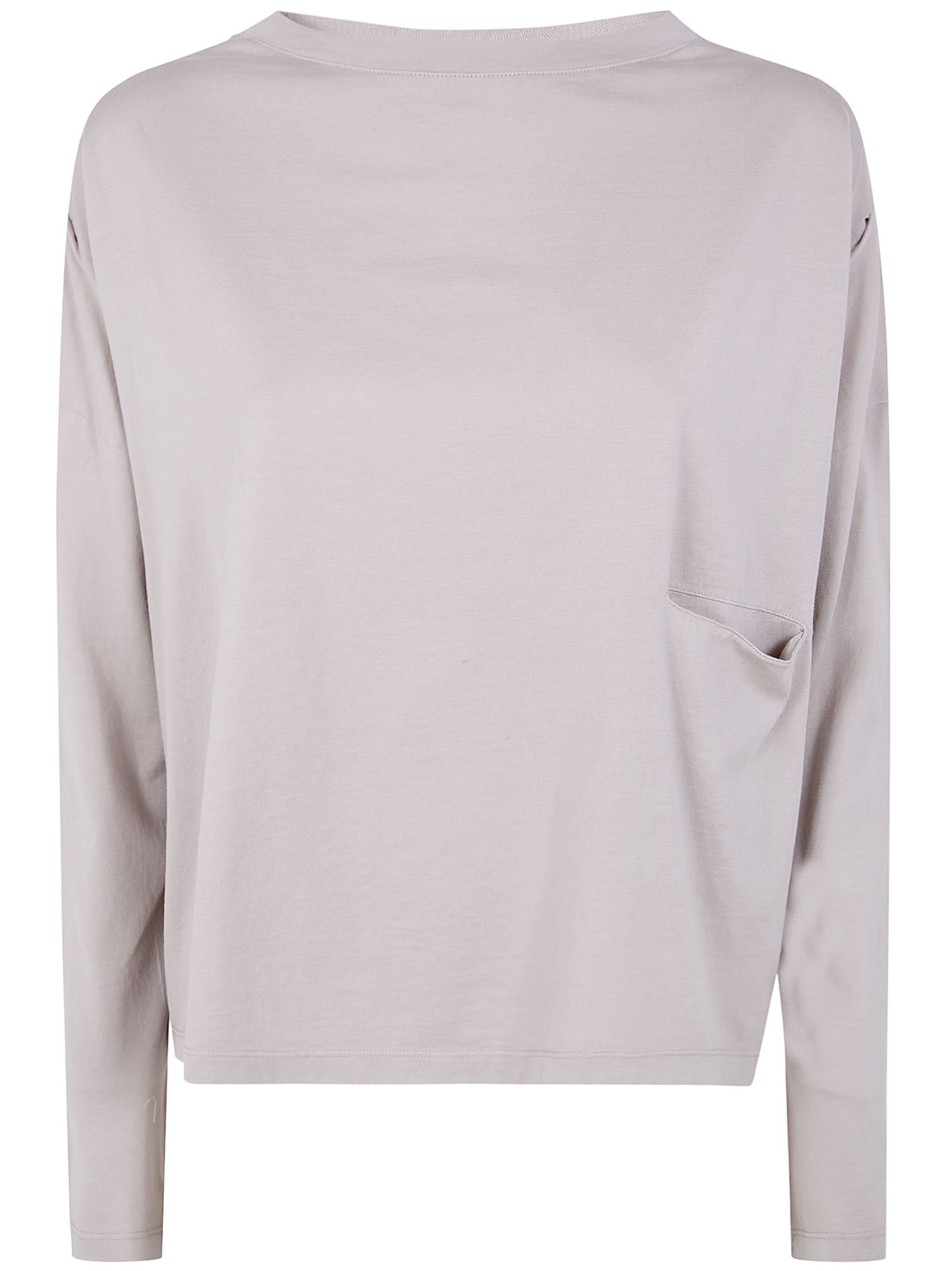 Long Sleeves Boat Neck Pockets T-Shirt
