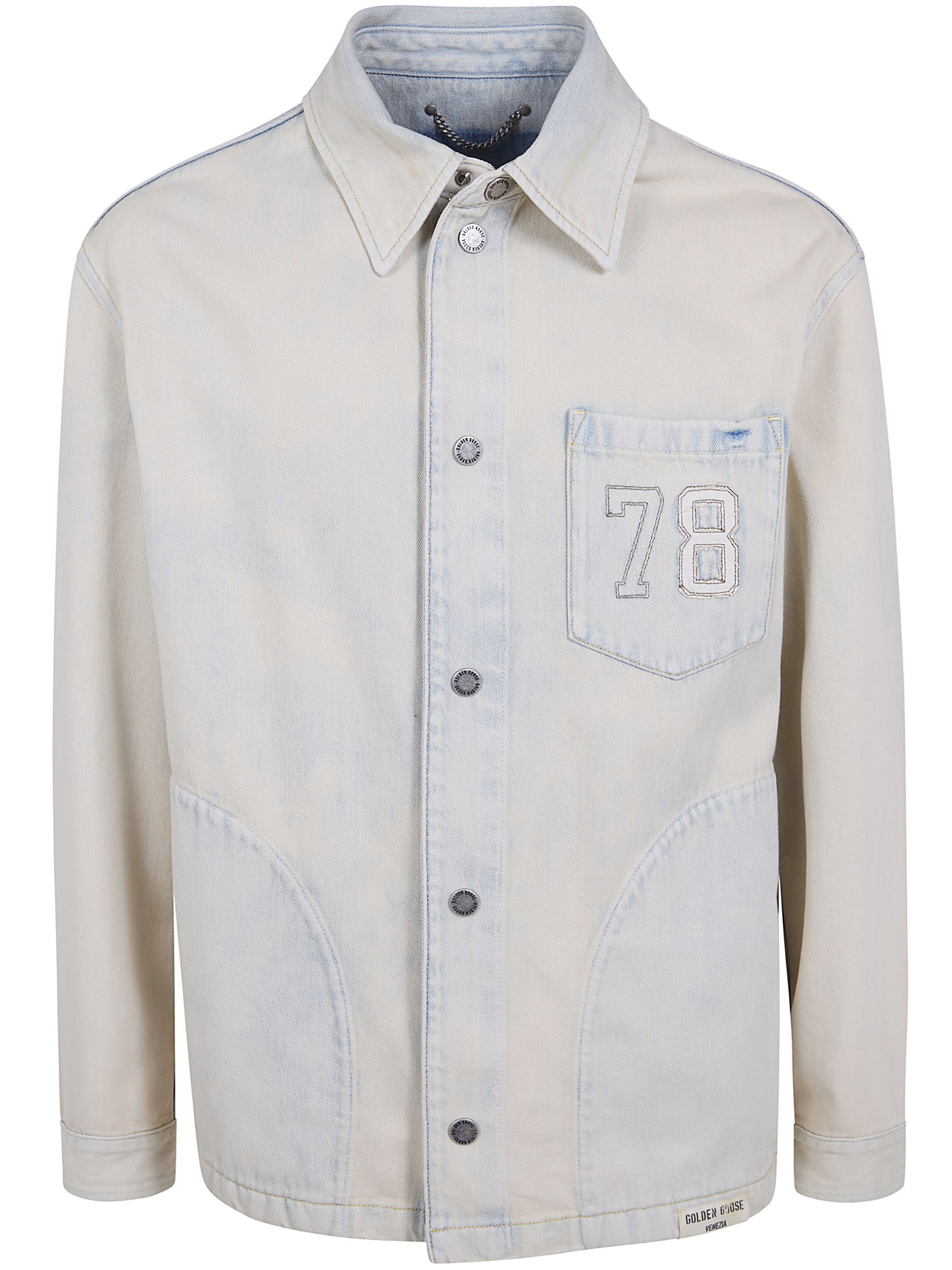 GOLDEN GOOSE Journey M`S Denim Work Jacket Peter Bleach Laguna Wash