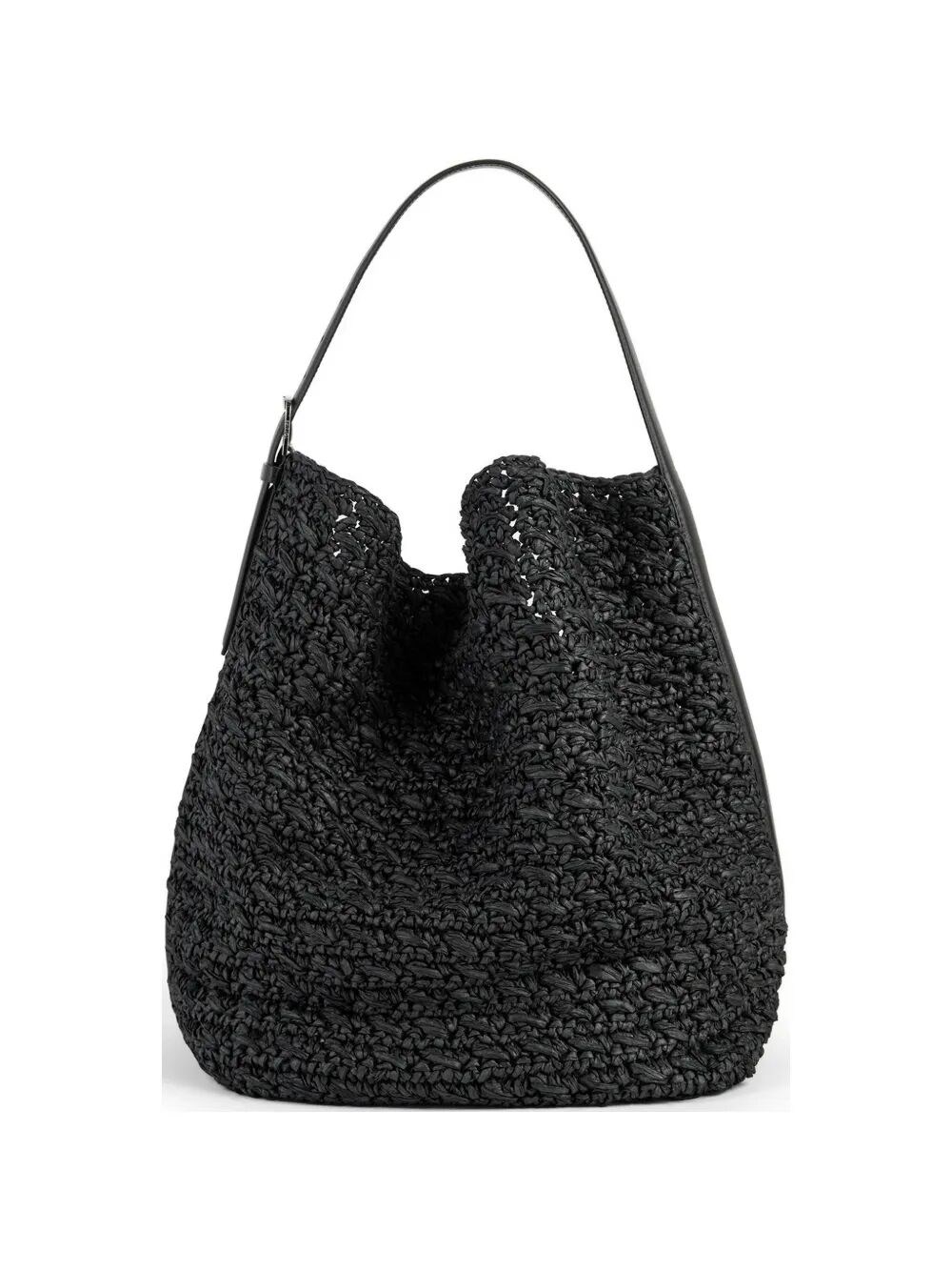 Totême Belted Raffia Tote Bag In Black