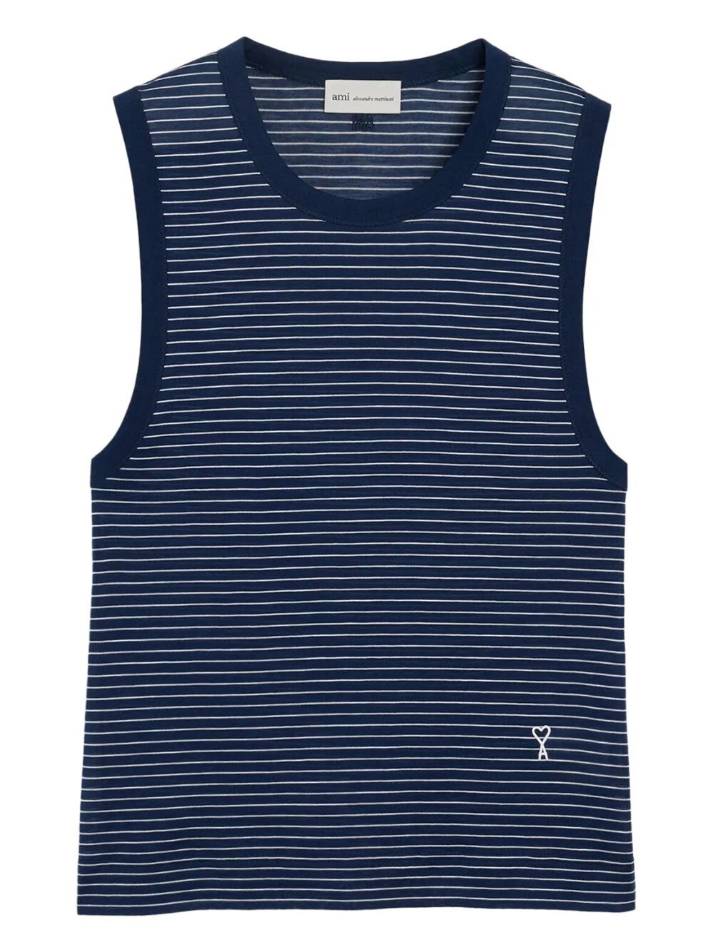 AMI ALEXANDRE MATTIUSSI Classic Fit Striped Tank Top With "Ami De Coeu