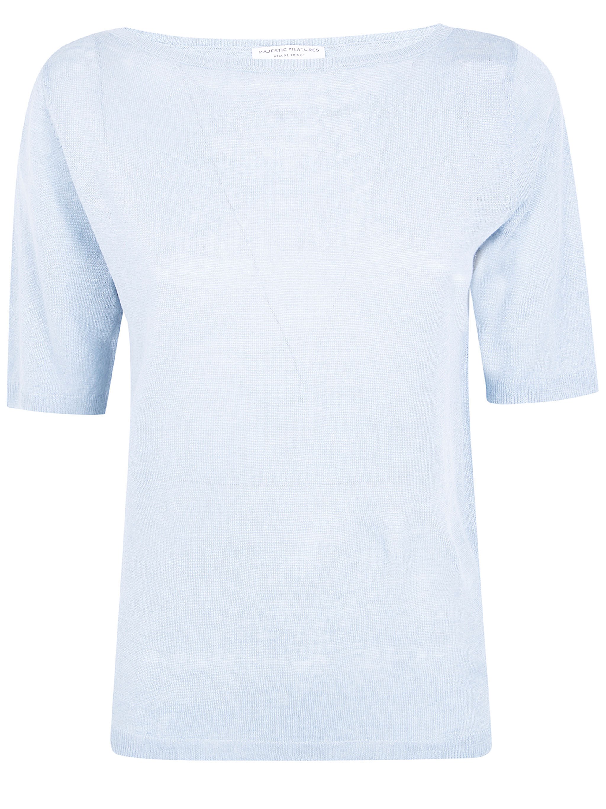 Majestic Linen Boat Neck Sweater In Blue