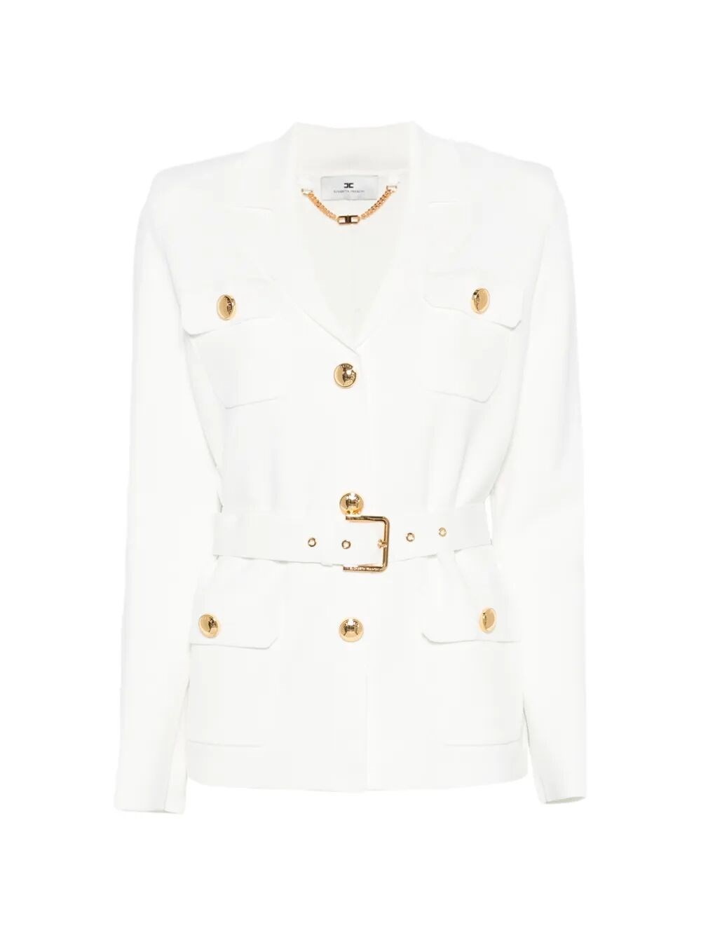 ELISABETTA FRANCHI Belted And Pocket Knit Cardigan