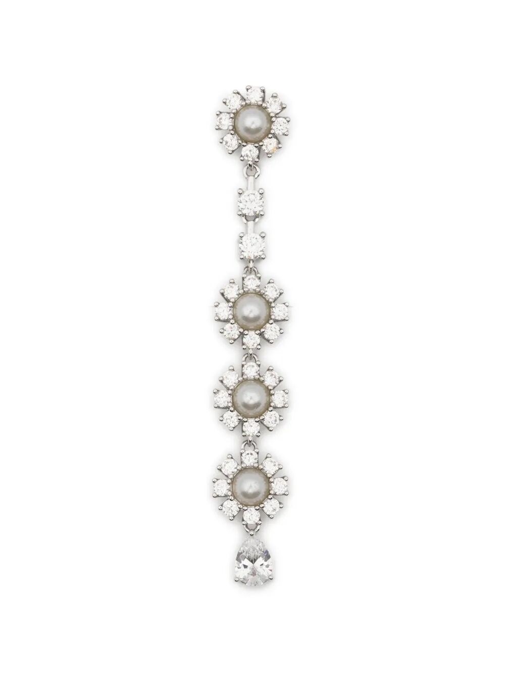 SELF-PORTRAIT Crystal Pearl Tiered Drop Earrings