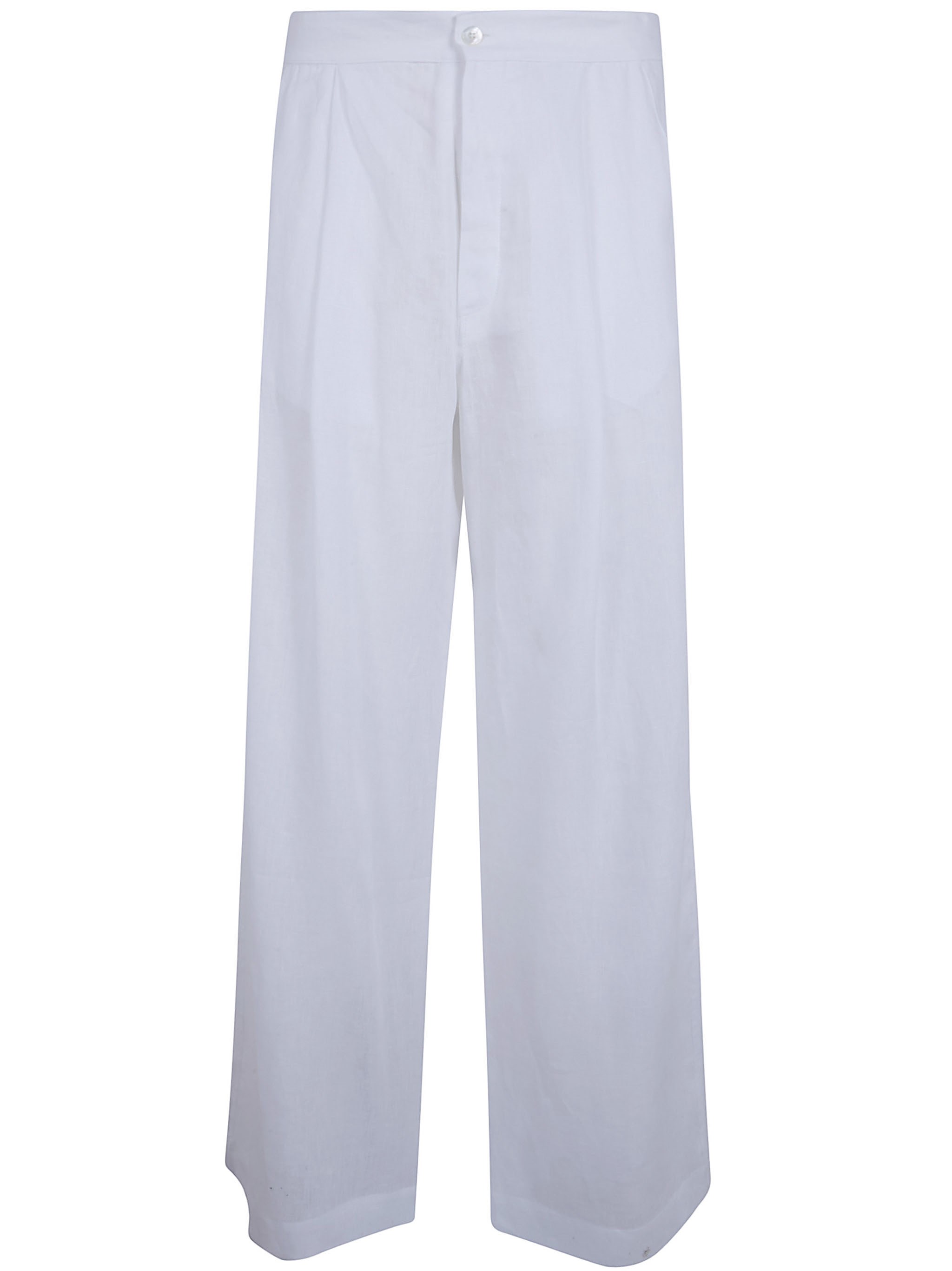 Y-81 Wide Trousers With Pleats In White