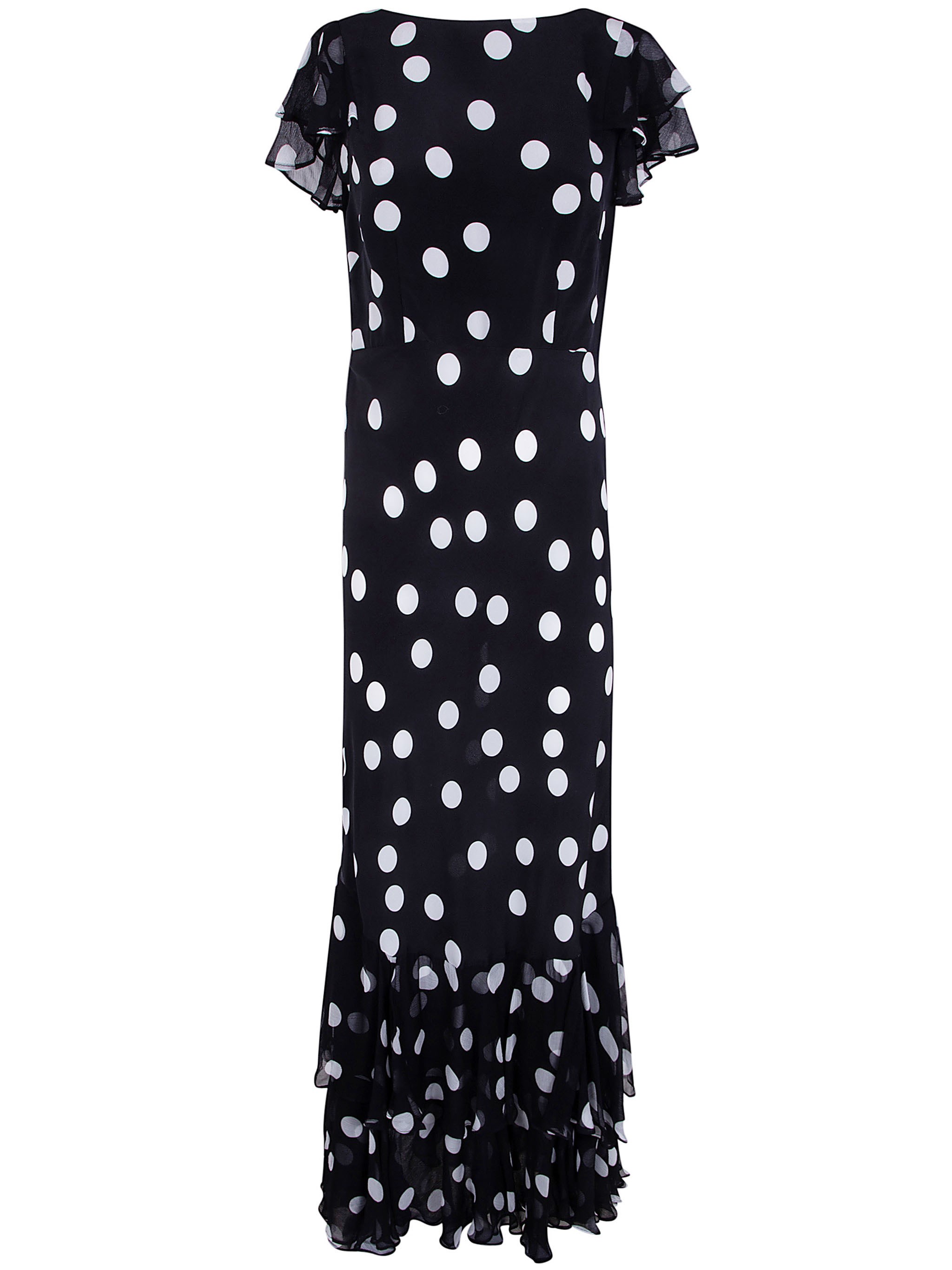 RIXO Ordinia Dress Mono Polka Dot Black