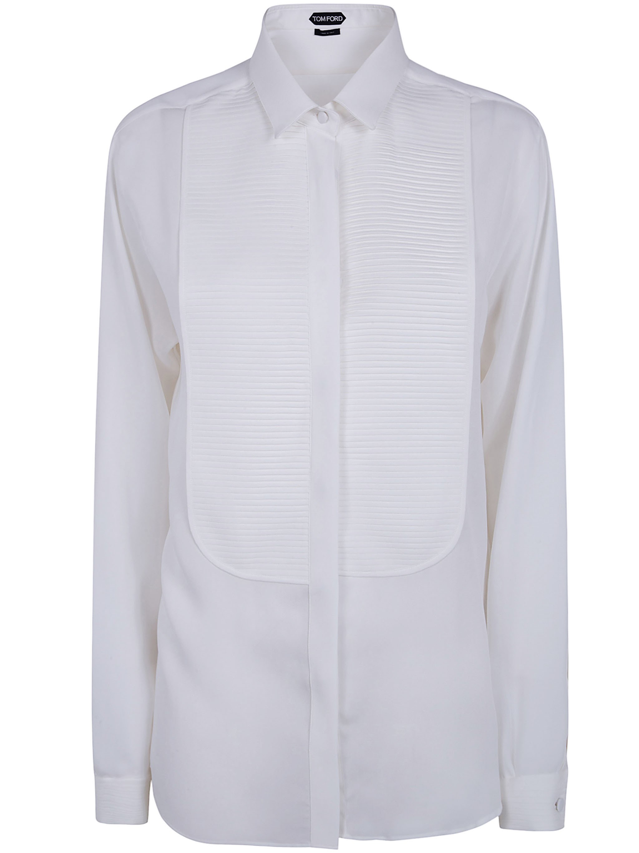 TOM FORD Washed Silk Georgette Tuxedo Shirt