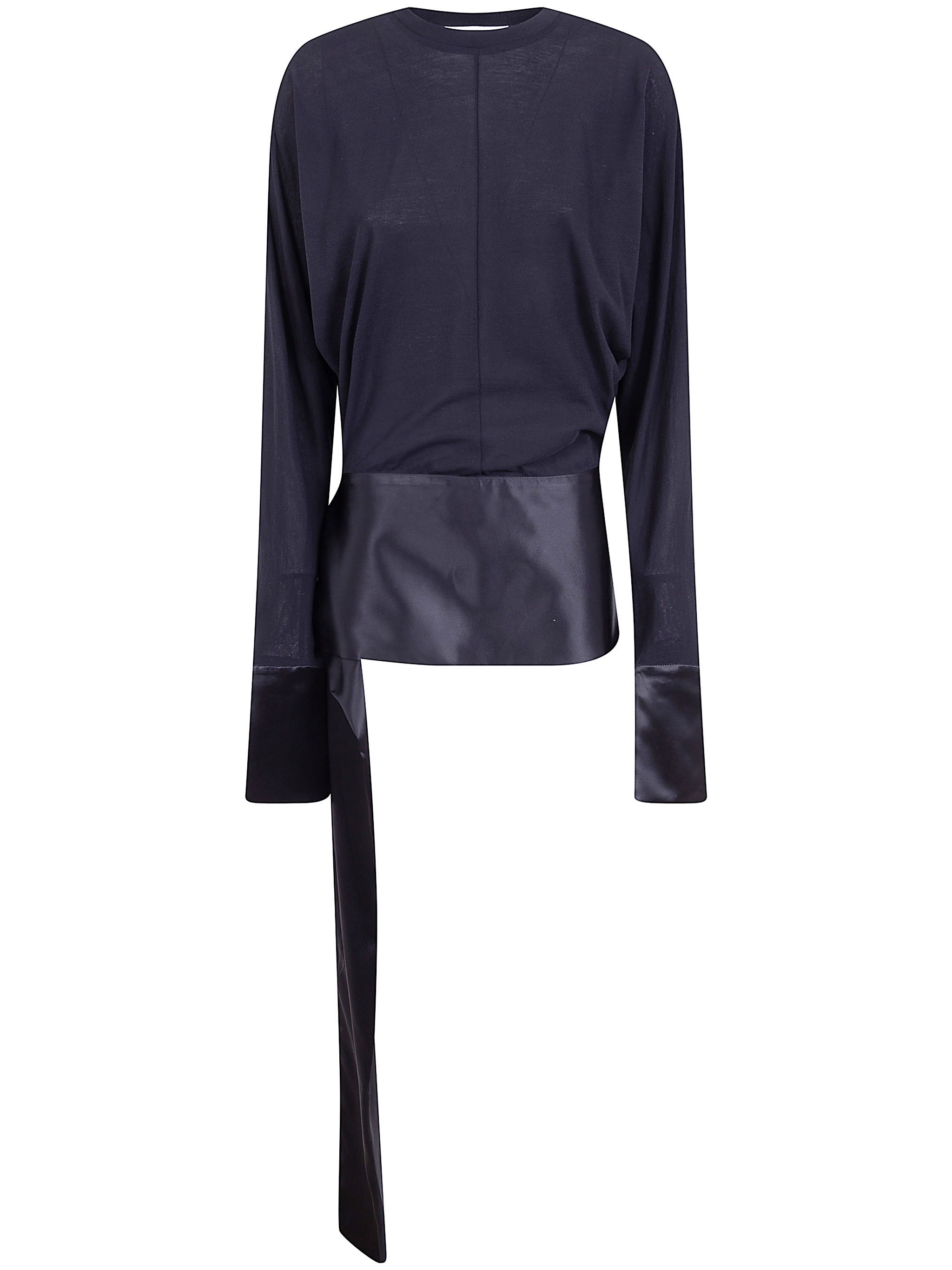 Darkpark 'luna' Jersey Top With Dropped Satin Details In Black