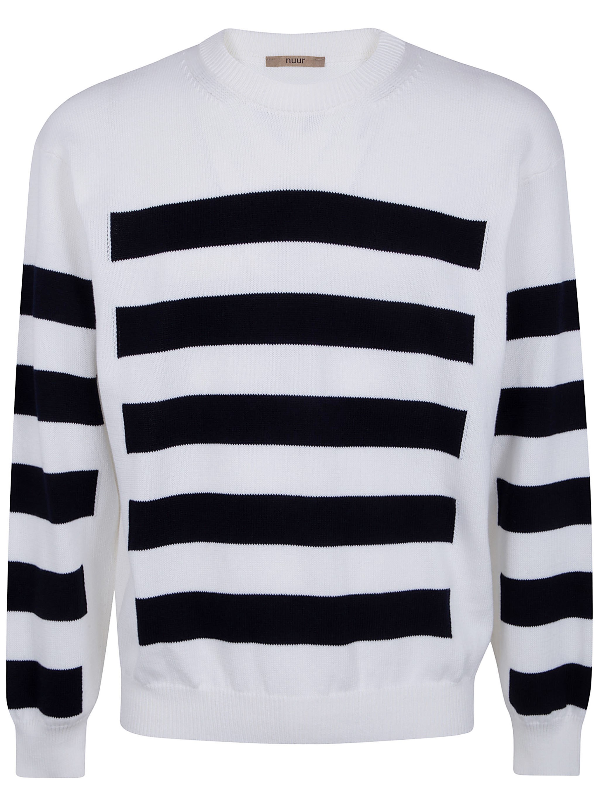 NUUR Two Tone Stripes Crew Neck Sweater