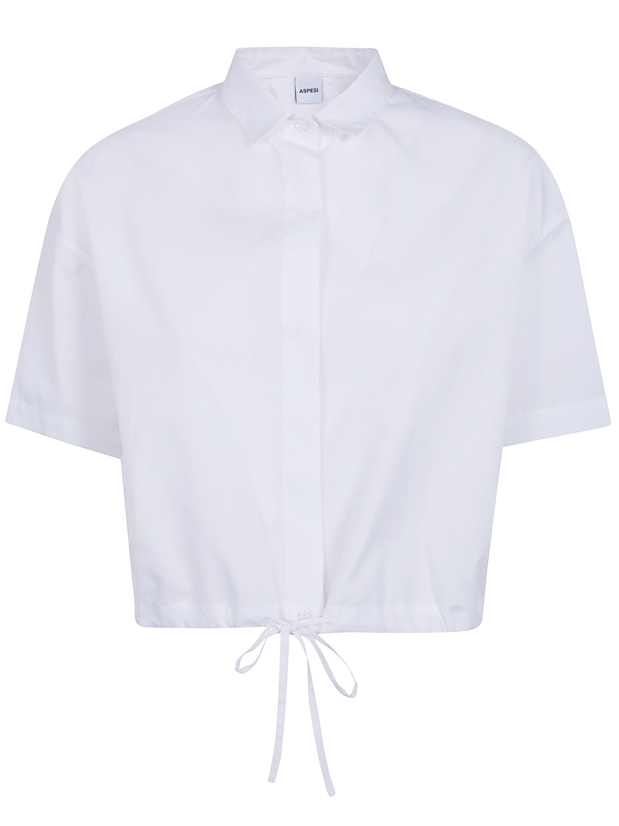 Aspesi Shoirt Sleeves Cropped Shirt In White