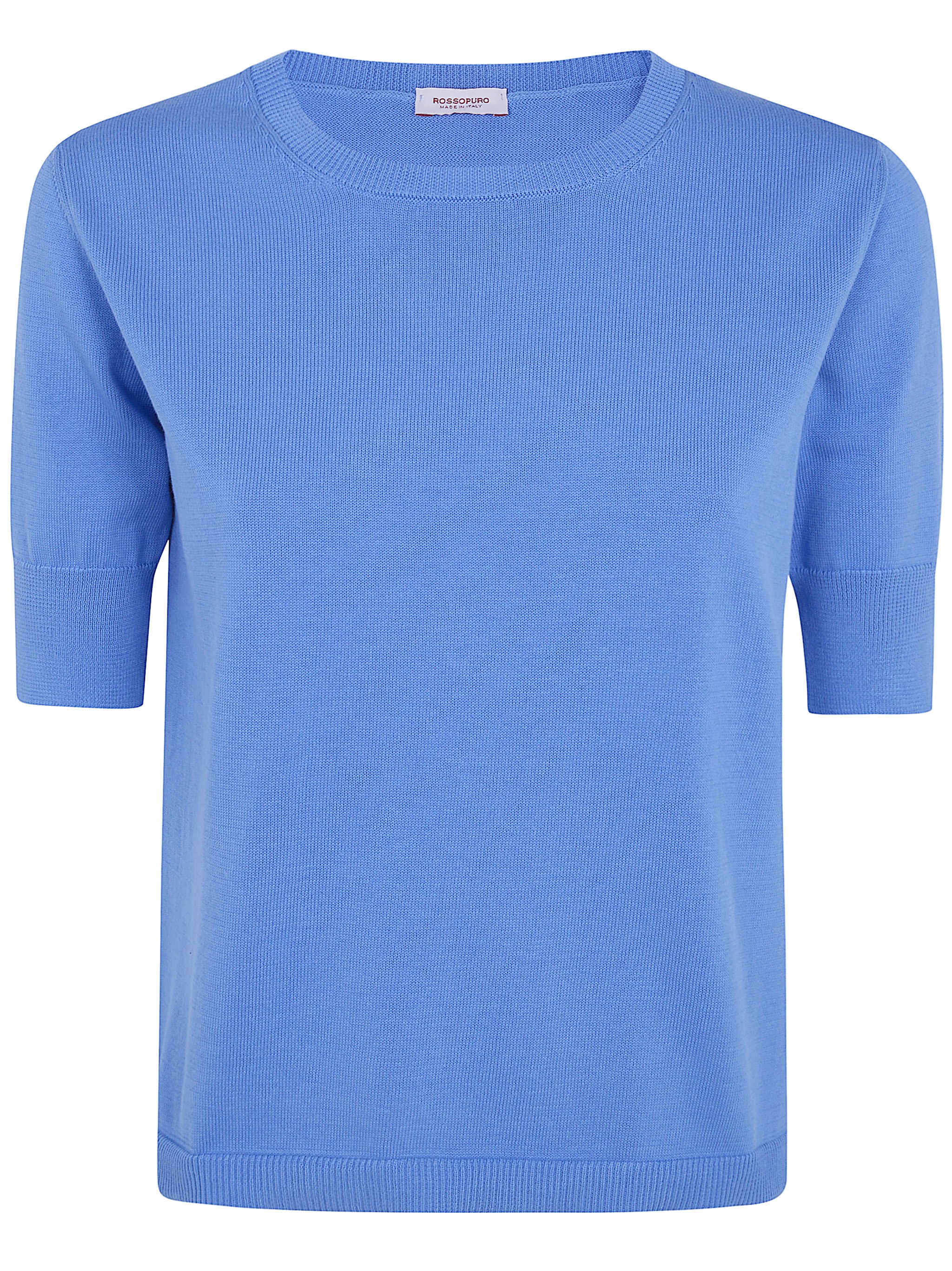 Rosso Puro Crew Neck Short Sleeve Top In Blue
