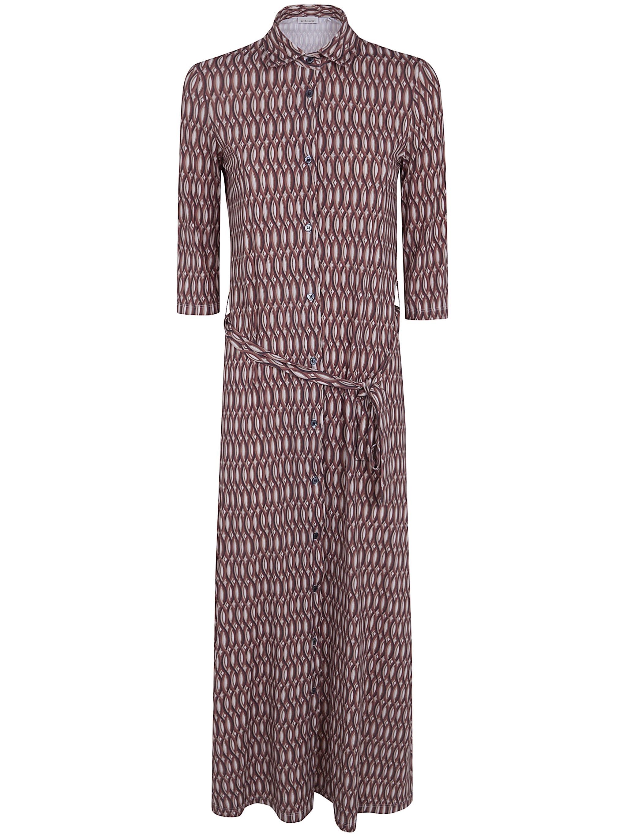 Archivio67 3/4 Sleeves Chemisier Dress In Sand