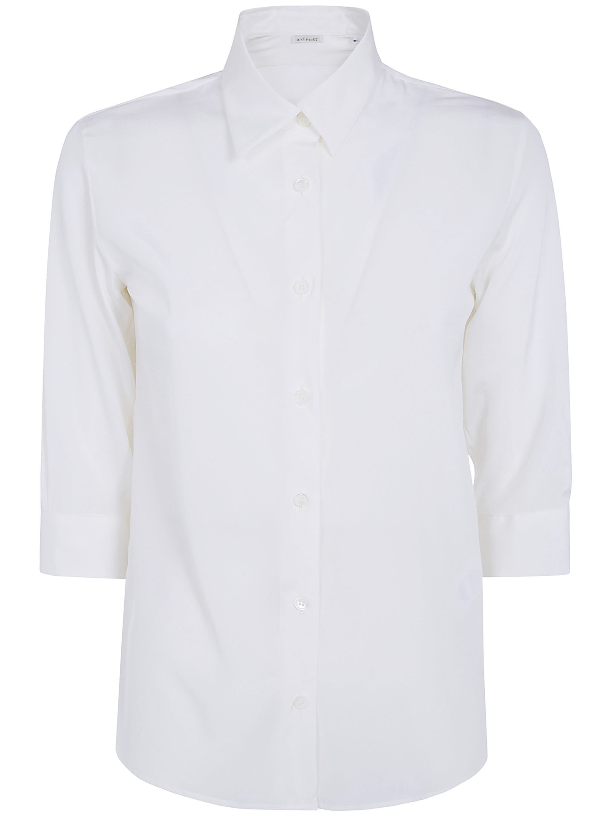 Archivio67 Crepe De Chine 3/4 Sleeves Shirt In White