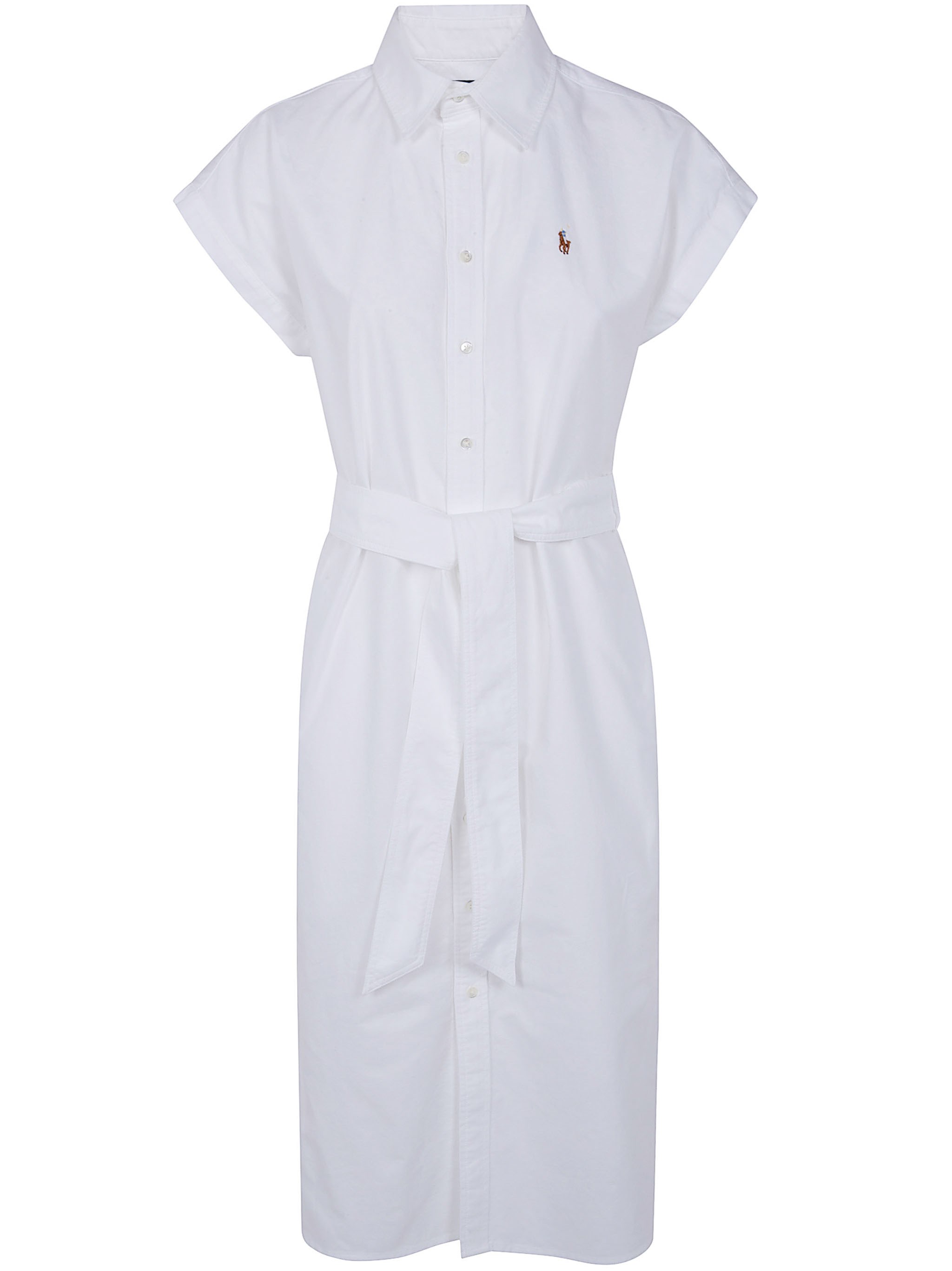 Polo Ralph Lauren Woven Short Sleeves Mini Shirt Dress In White