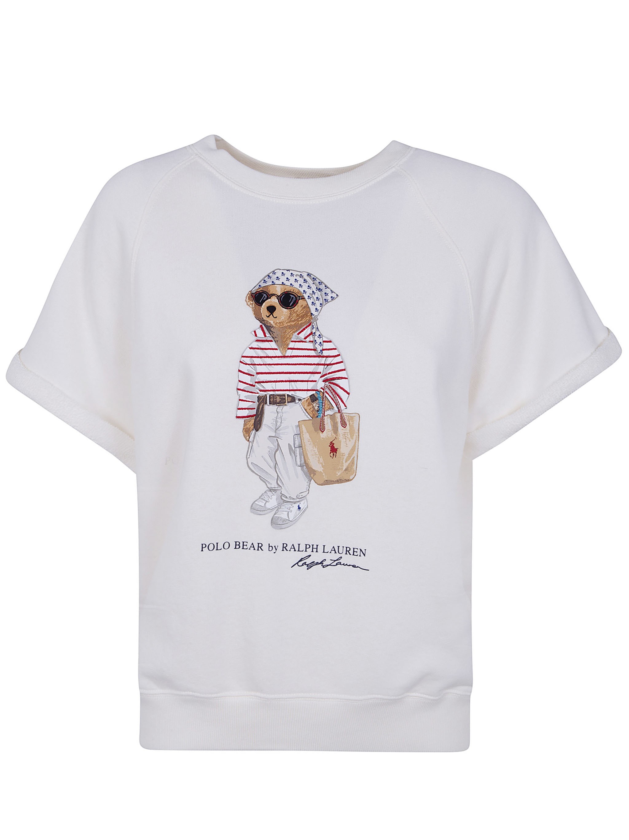 Polo Ralph Lauren Knit Short Sleeves Teddy Print Sweatshirt In White