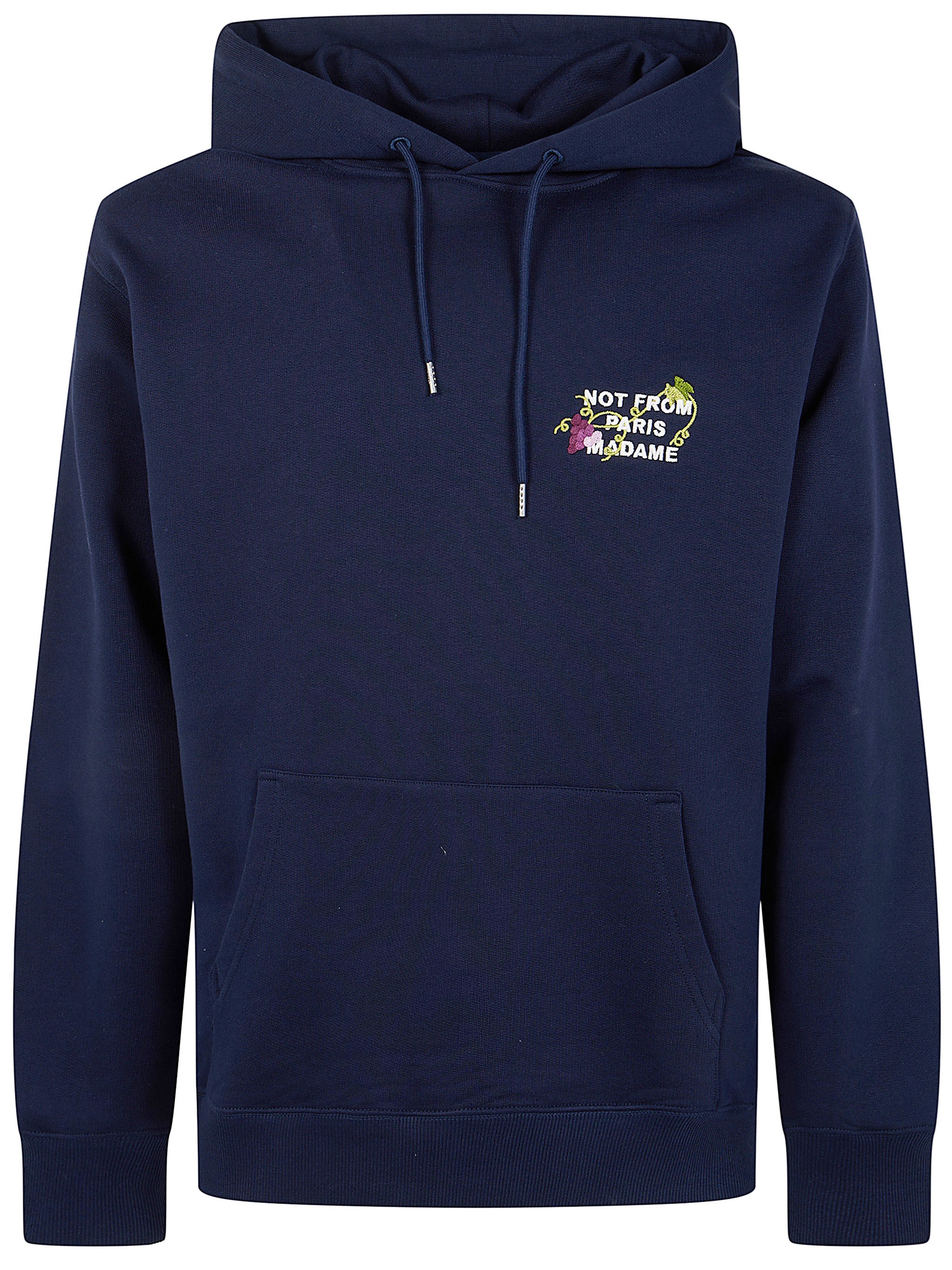 DROLE DE MONSIEUR Sweatshirt Hooded "Vine Embroidered Slogan Hoodie"