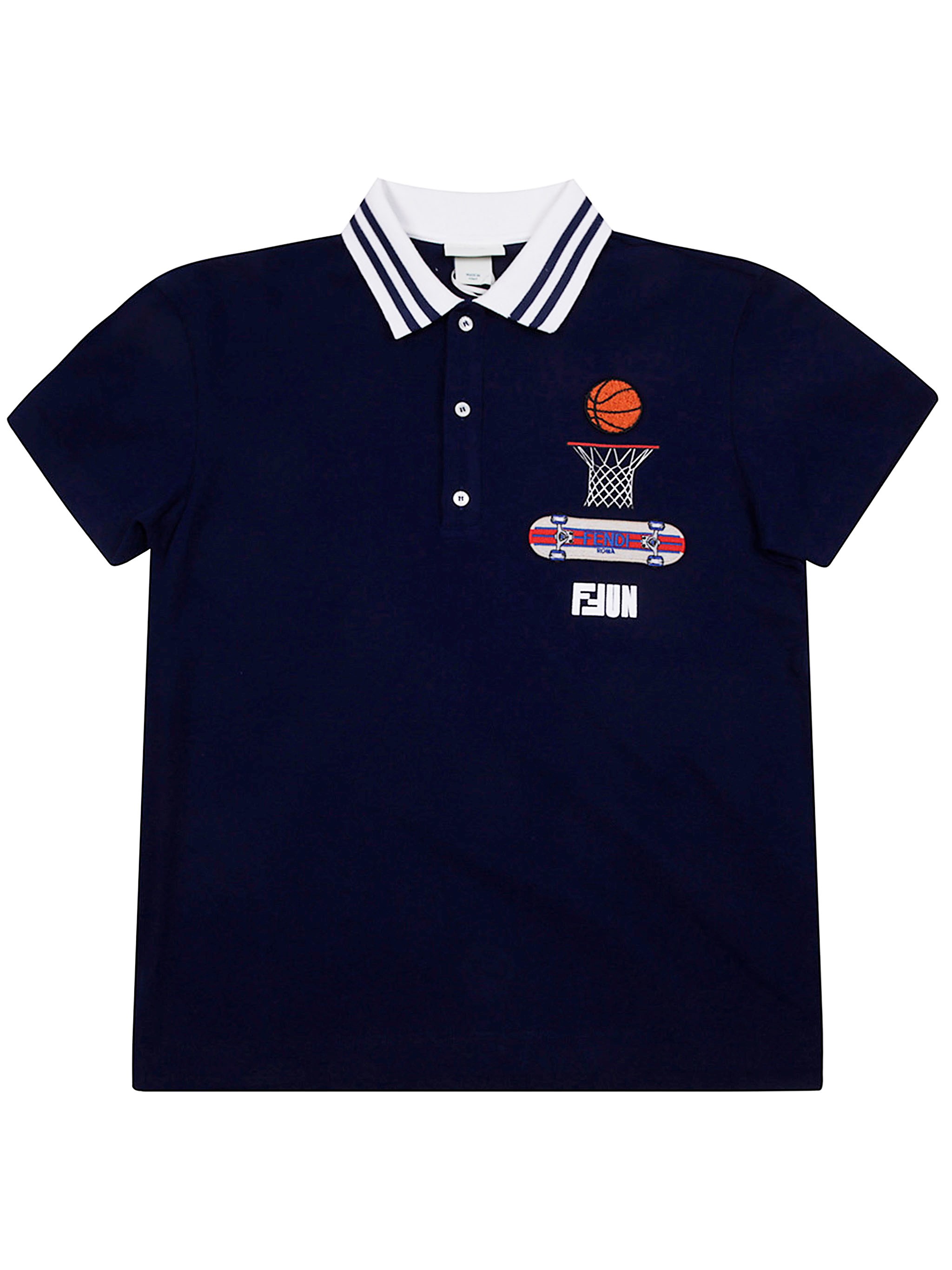 FENDI KIDS Polo Shirt Piquet Cotton "Jmi486.Avp F1i11 Yale"　フェンディ キッズ ポロシャツ ピケコットン 「Jmi486.Avp F1i11 Yale」 FENDI