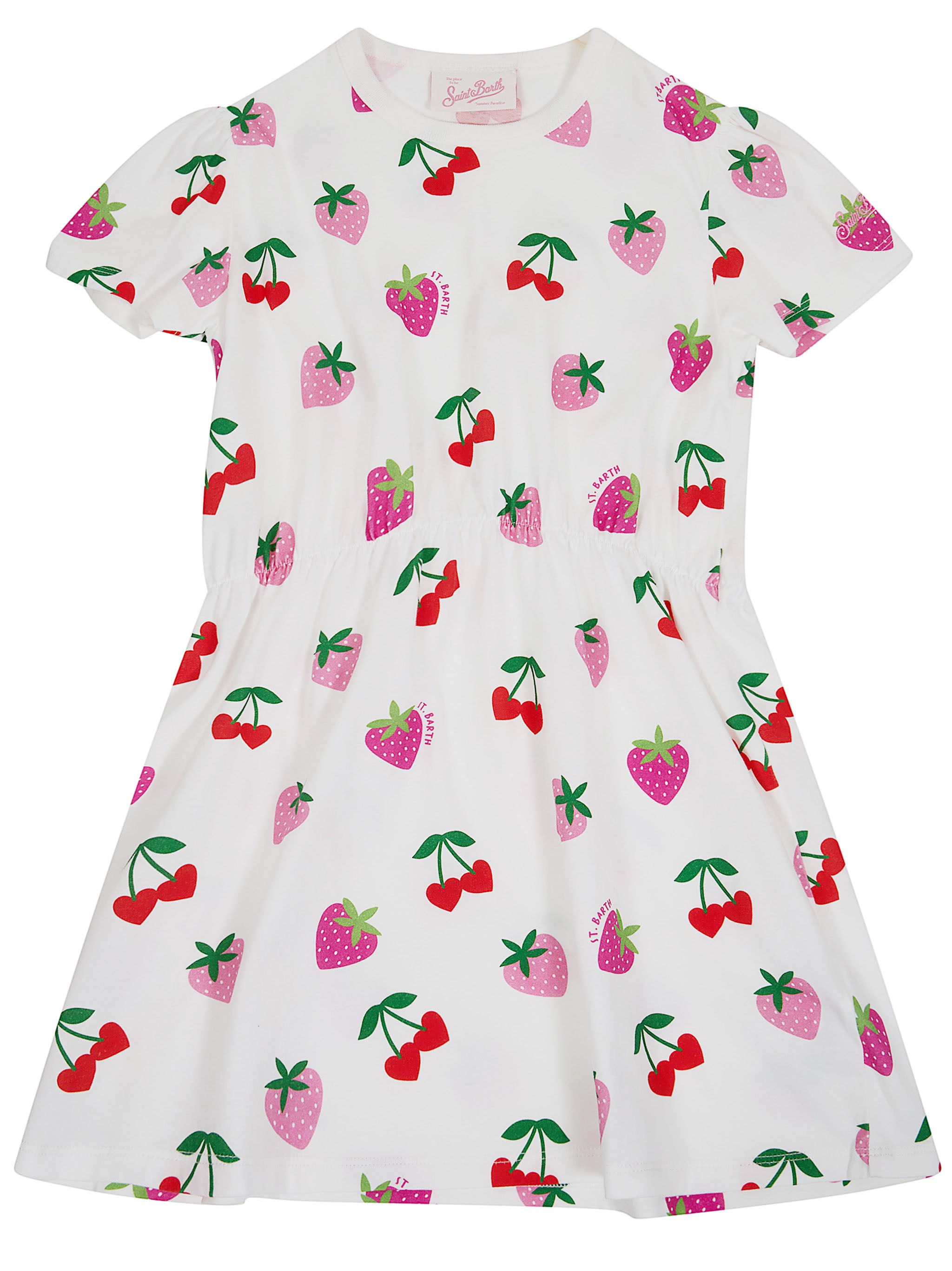 MC2 SAINT BARTH KIDS Dress Cotton Cherry Berry "Leila"