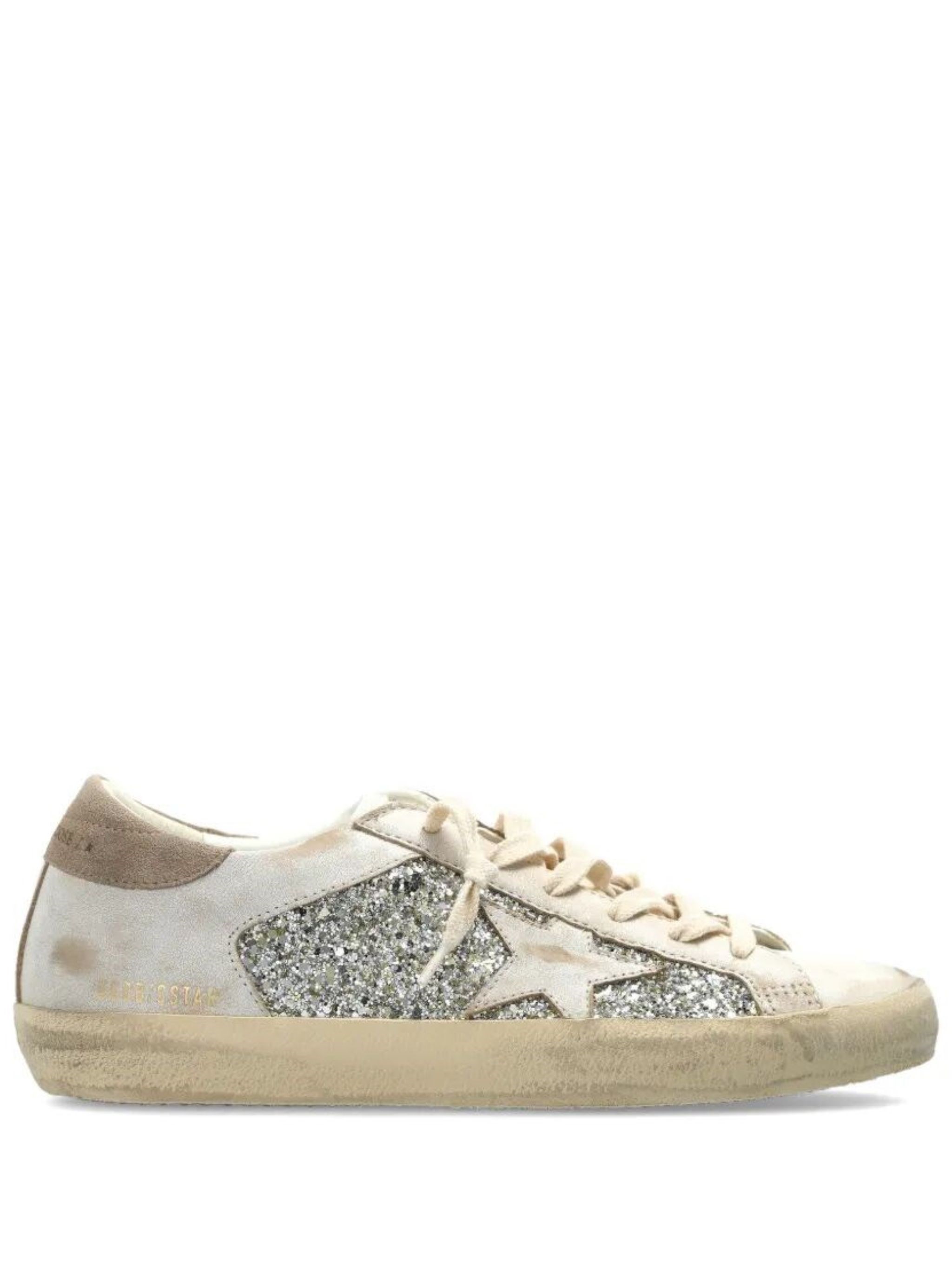 GOLDEN GOOSE Trainers Glitter And Leather Upper "Super Star"　GOLDEN GOOSE トレーナー グリッターとレザーのアッパー「スーパースター」 GOLDEN