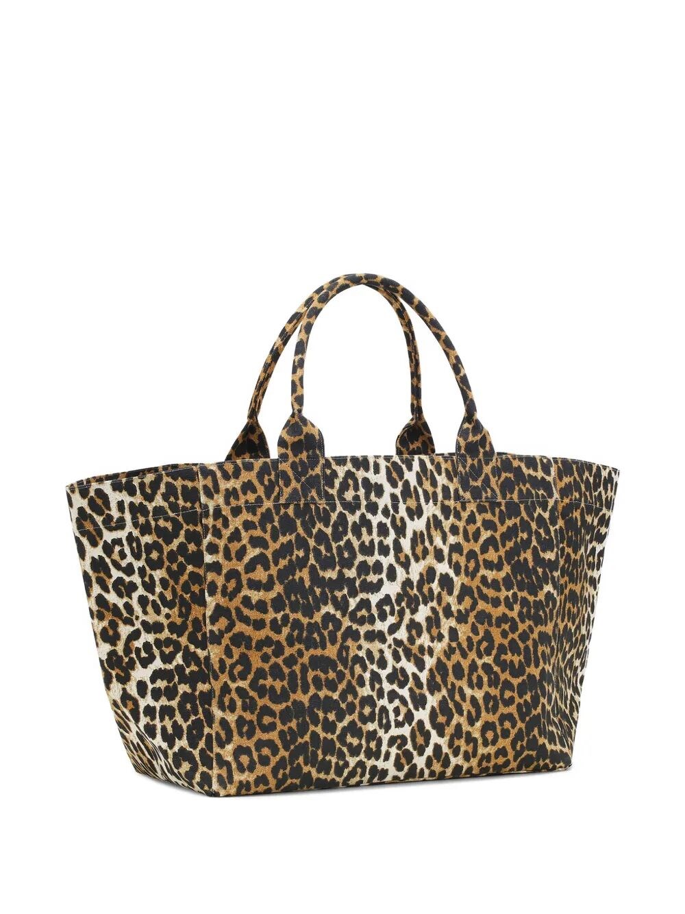 Ganni Borsa Shopper Xxl Pocket Print Bag In Brown