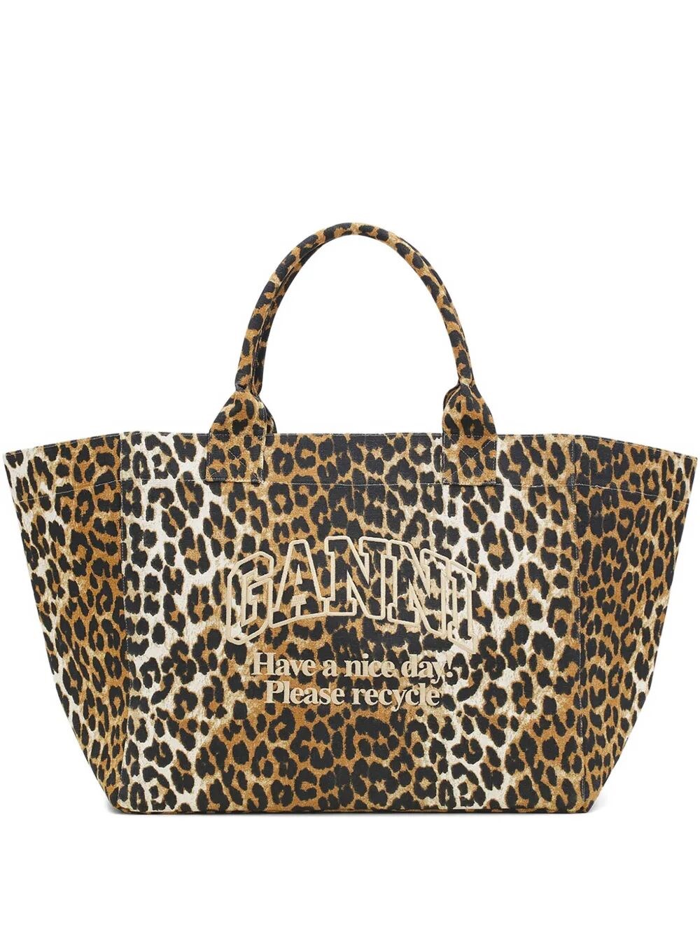 GANNI Handbag Leopard Print "Shopper Xxl Pocket Print Bag"　GANNI ハンドバッグ レオパード柄 「ショッパー Xxl ポケットプリントバッグ」 GANNI