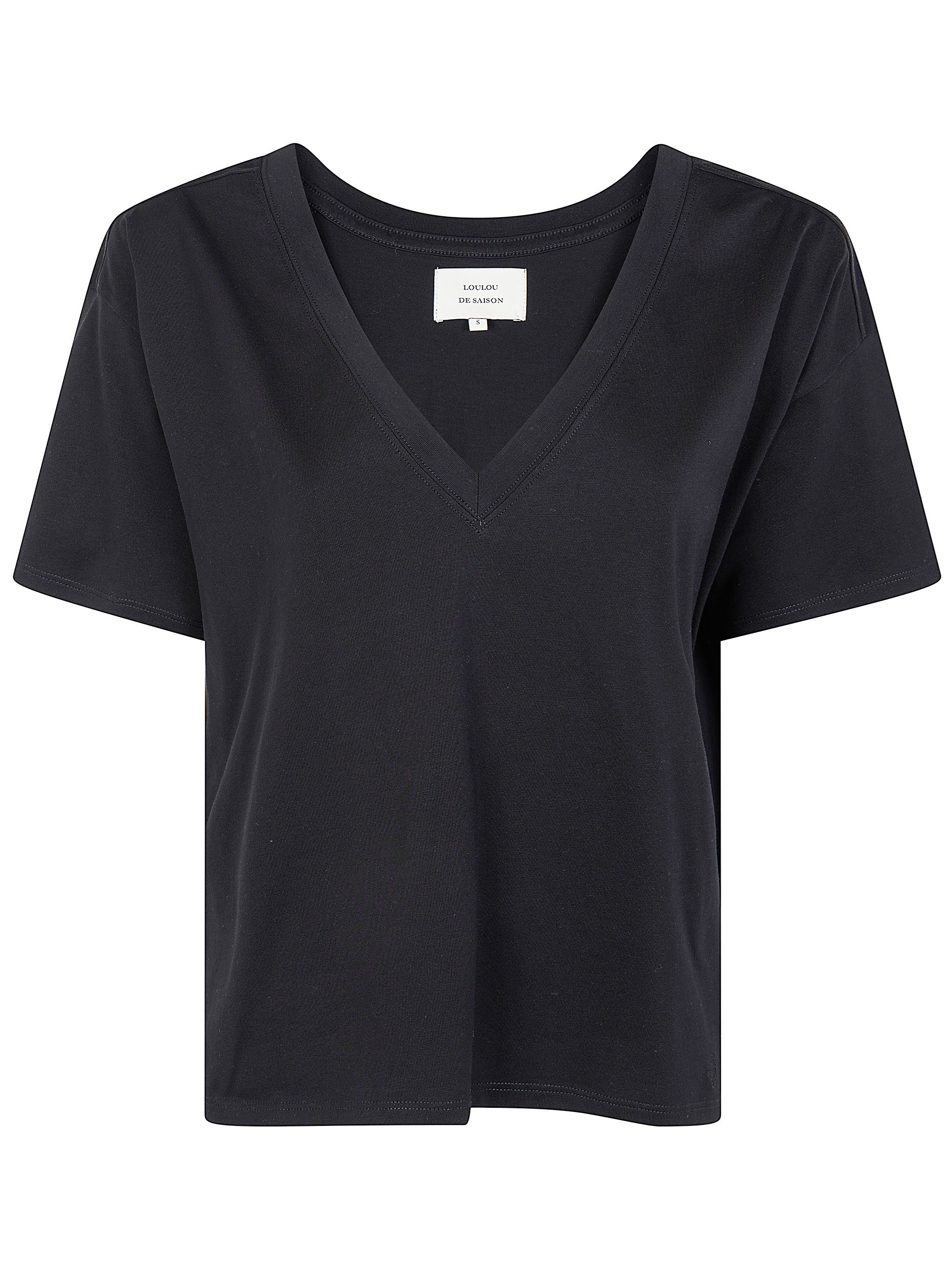Lou Lou De Saison T-shirt V Neck "faaa" In Black