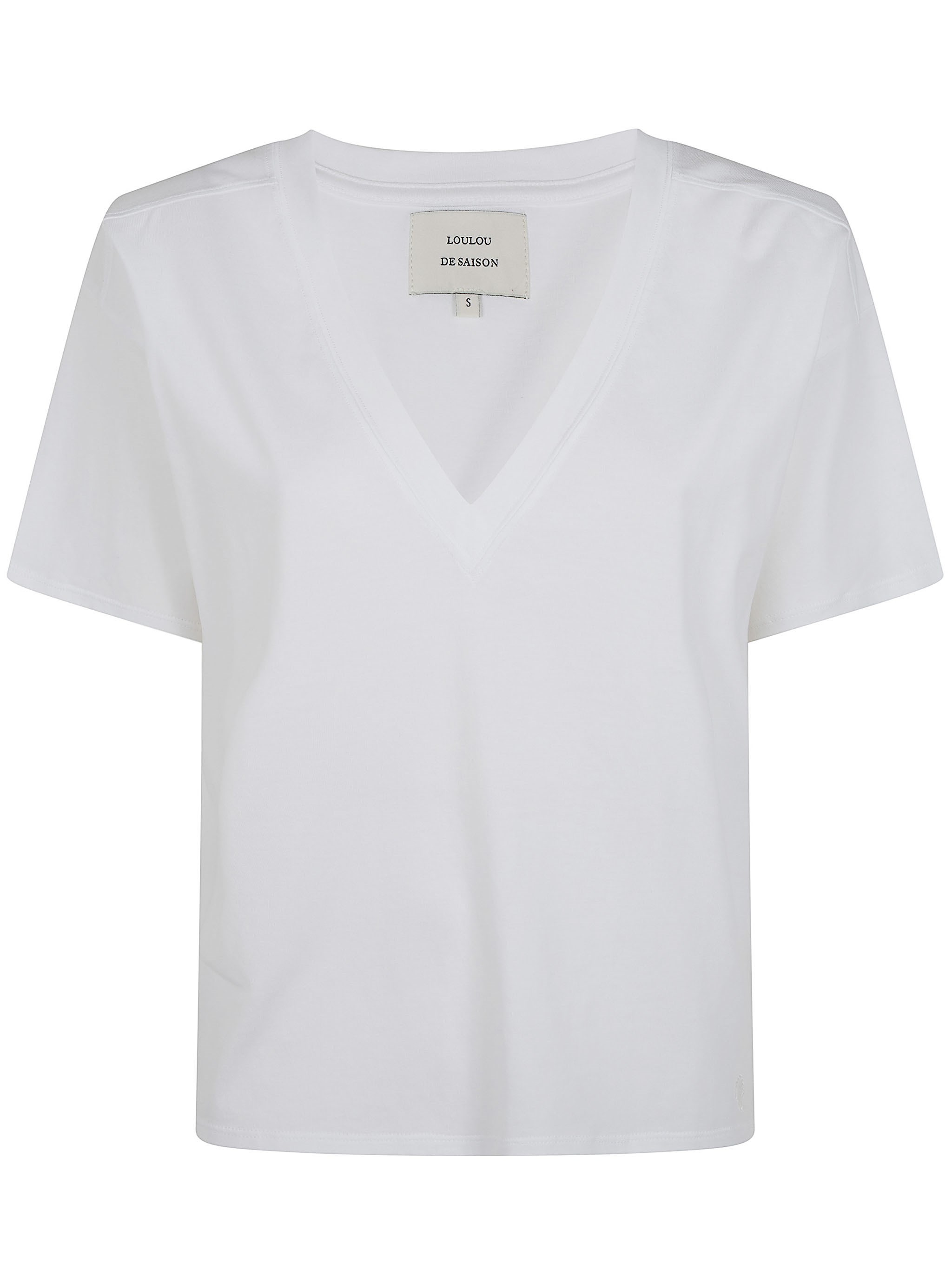 Lou Lou De Saison T-shirt V Neck "faaa" In White