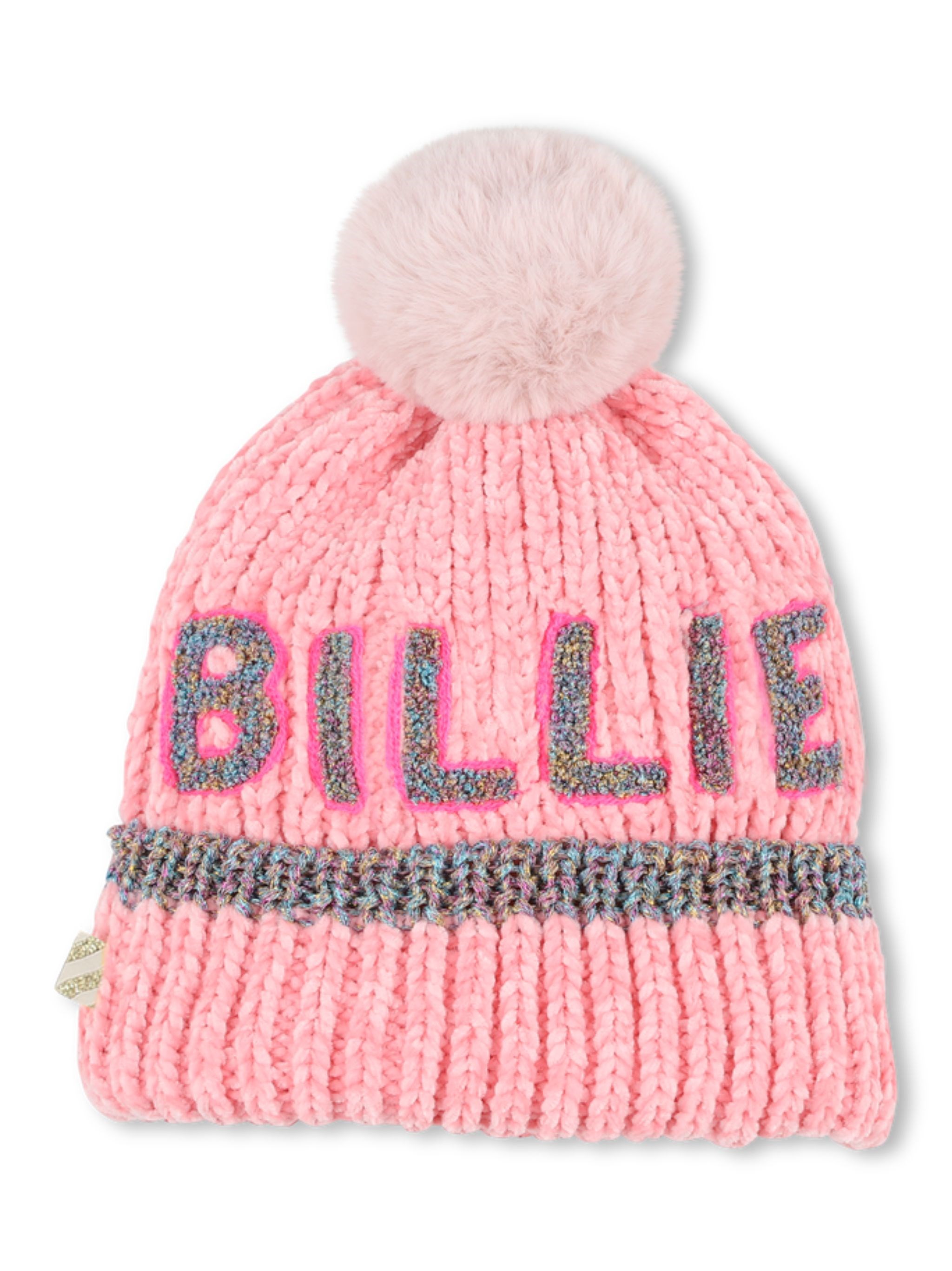 Billieblush Kids' Cappello In Maglia Pompon In Pink