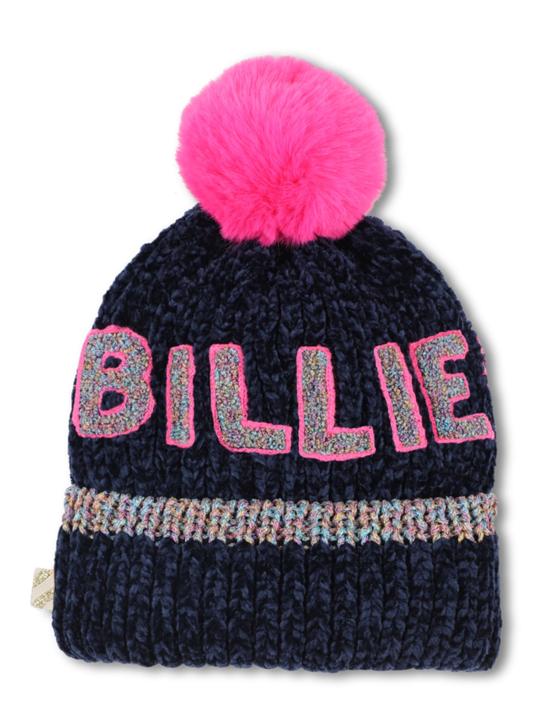 Billieblush Kids' Cappello A Maglia Con Pompon In Blue